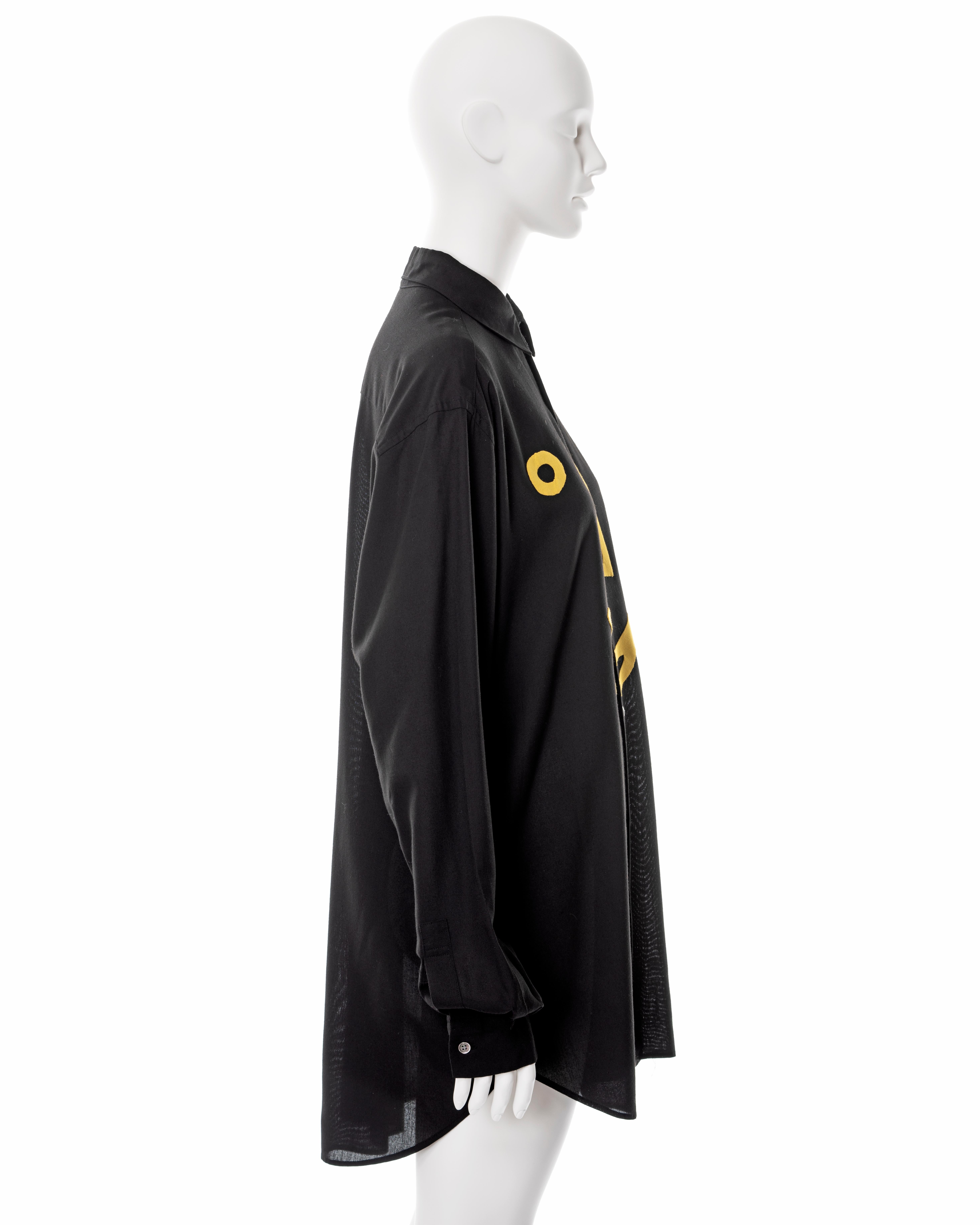 Yohji Yamamoto men's black rayon 'Smiley Face' shirt, fw 1991 For Sale 4