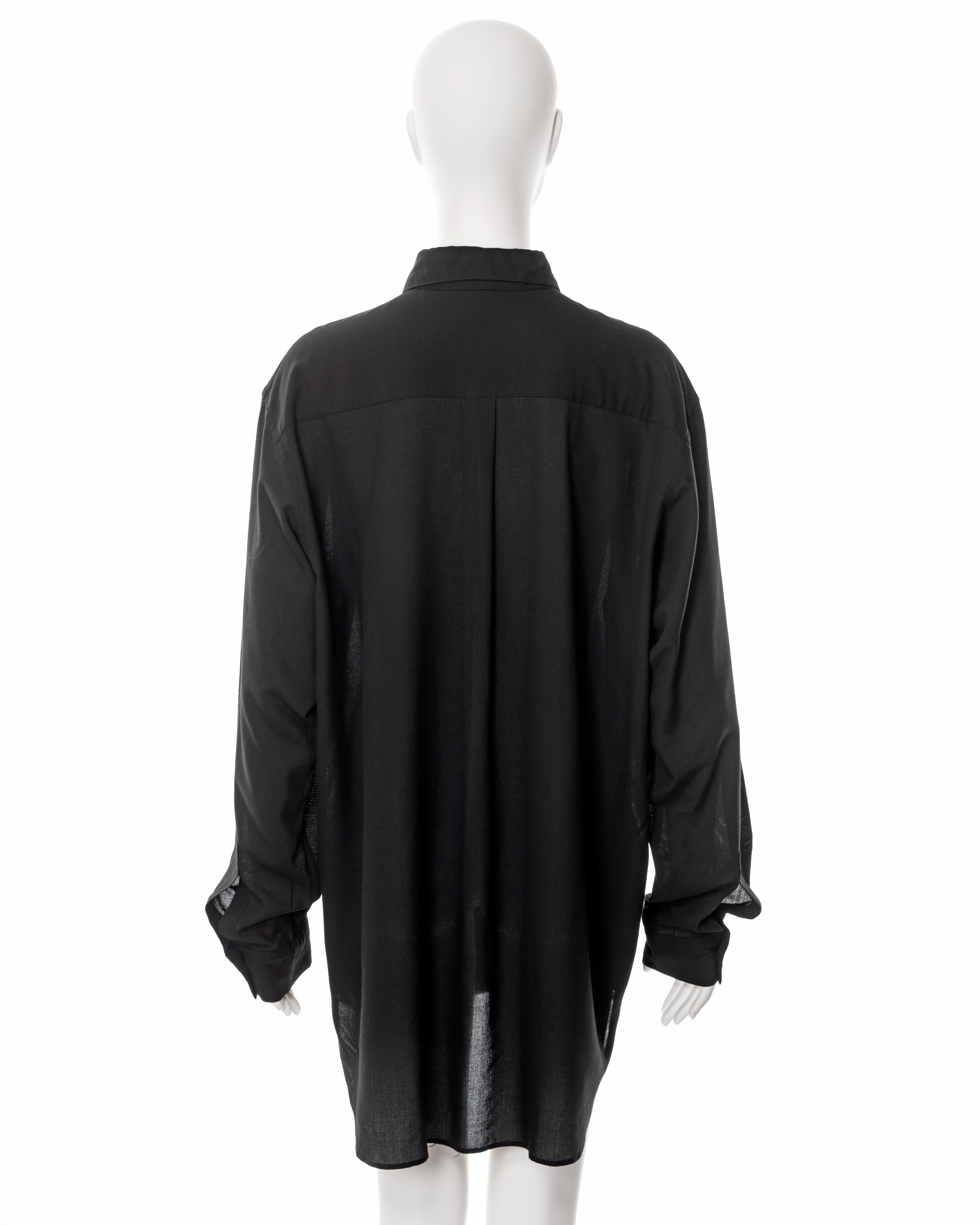 Yohji Yamamoto men's black rayon 'Smiley Face' shirt, fw 1991 For Sale 5