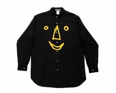 Yohji Yamamoto men's black rayon 'Smiley Face' shirt, fw 1991