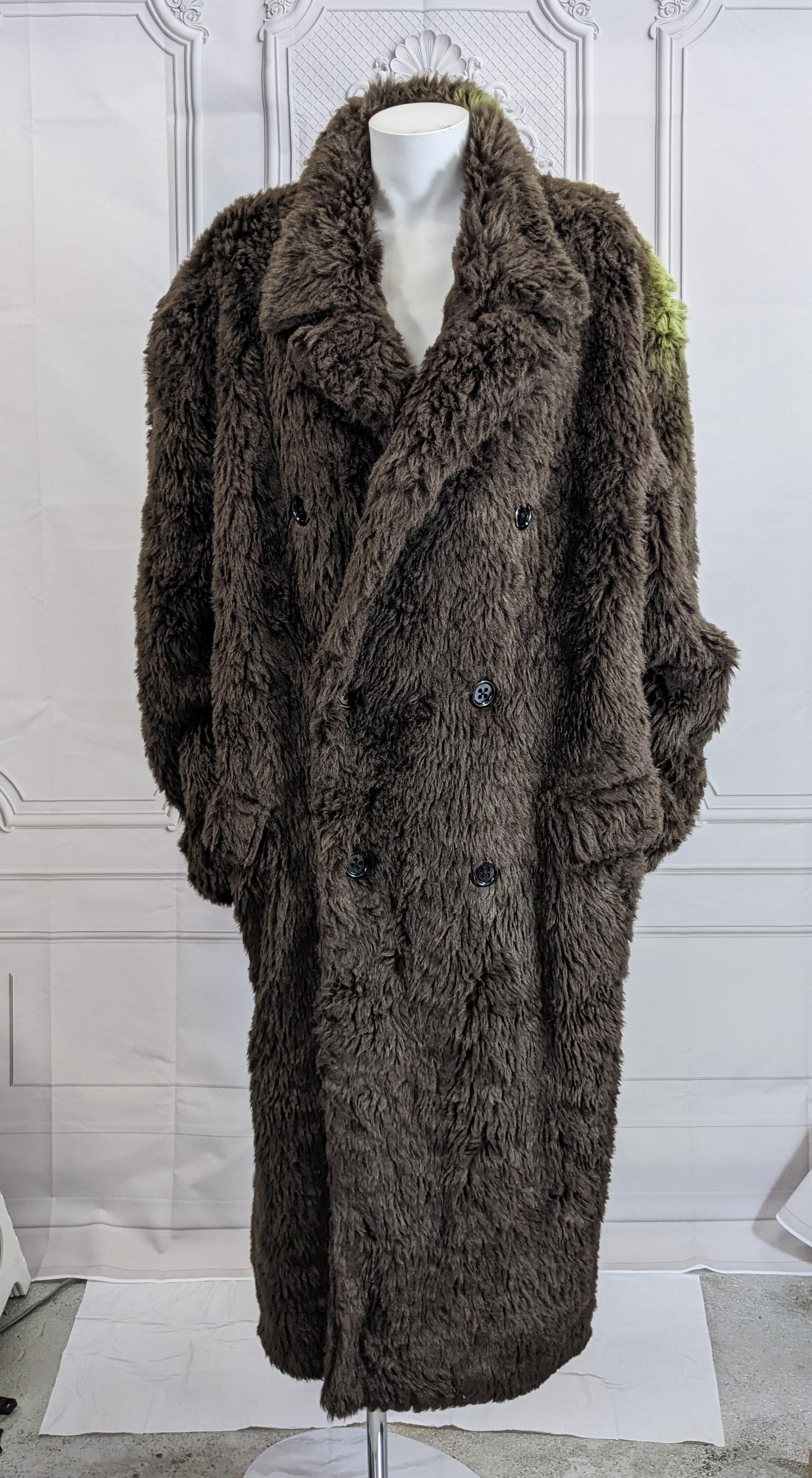 Yohji Yamamoto Mens Double Breasted Faux Fur Teddy Coat For Sale 2
