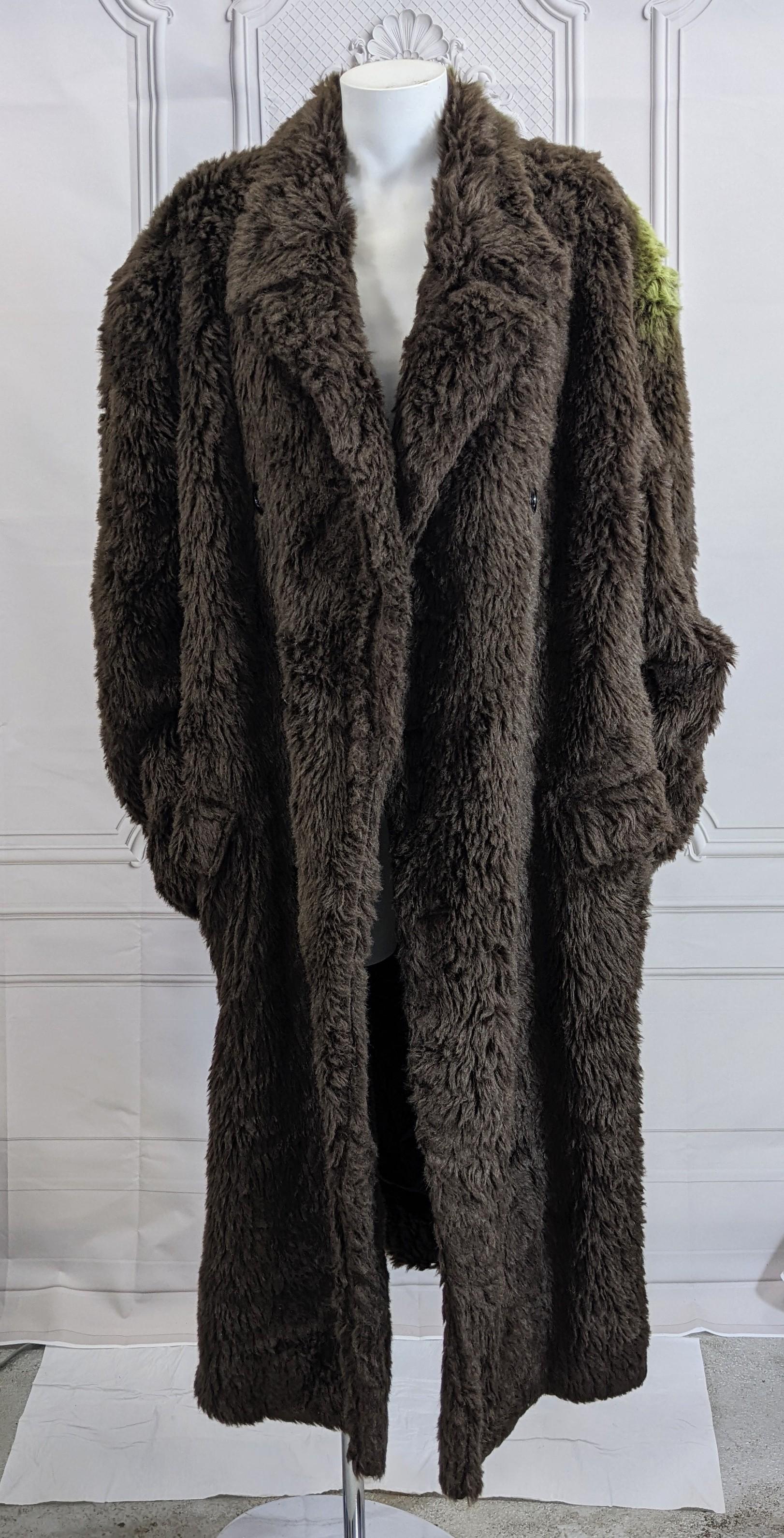 Yohji Yamamoto Mens Double Breasted Faux Fur Teddy Coat For Sale 3