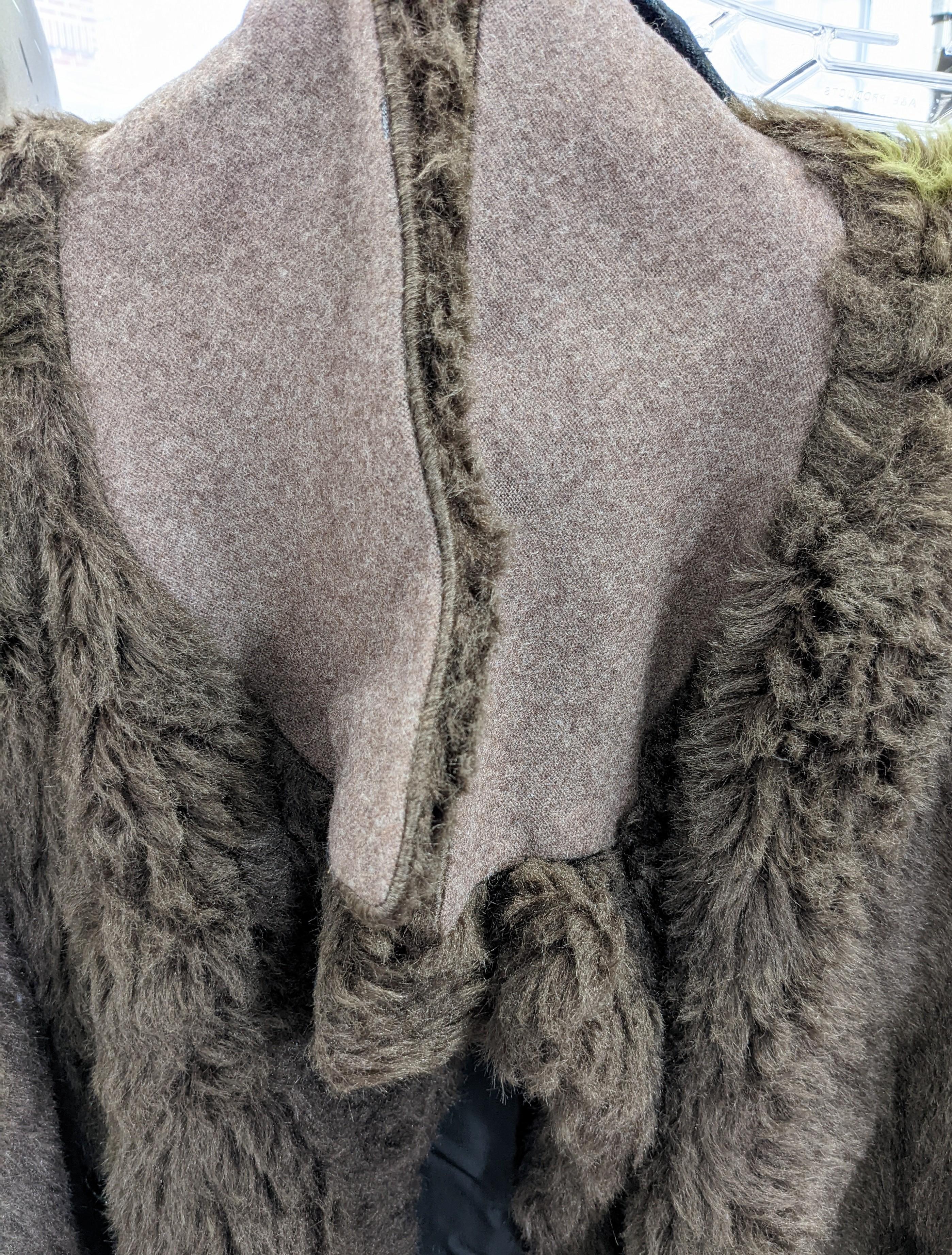Yohji Yamamoto Mens Double Breasted Faux Fur Teddy Coat For Sale 4