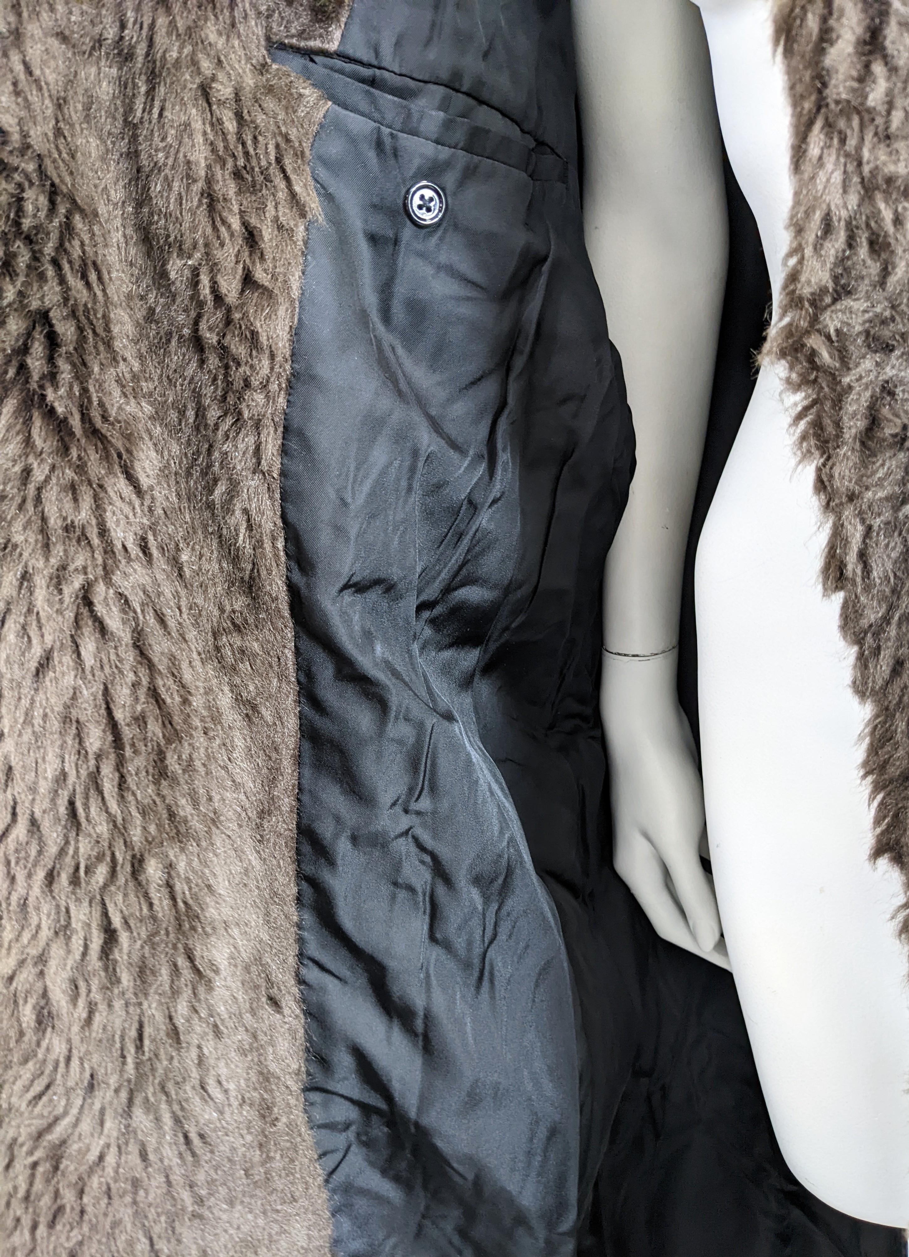 Yohji Yamamoto Mens Double Breasted Faux Fur Teddy Coat For Sale 5