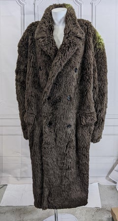 Yohji Yamamoto Mens Double Breasted Faux Fur Teddy Coat