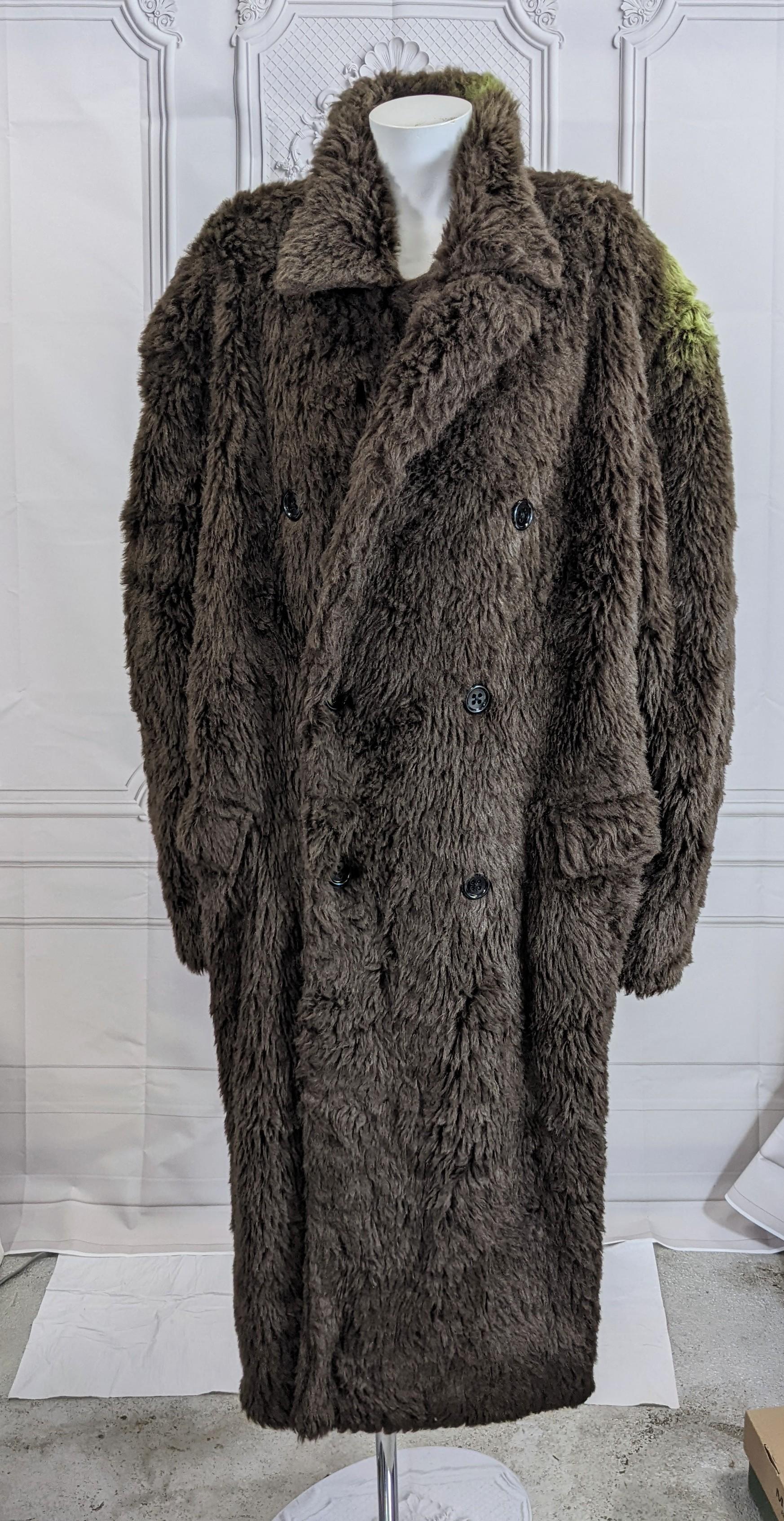 Noir Yohji Yamamoto - Manteau en fausse fourrure pour hommes à double boutonnage en vente