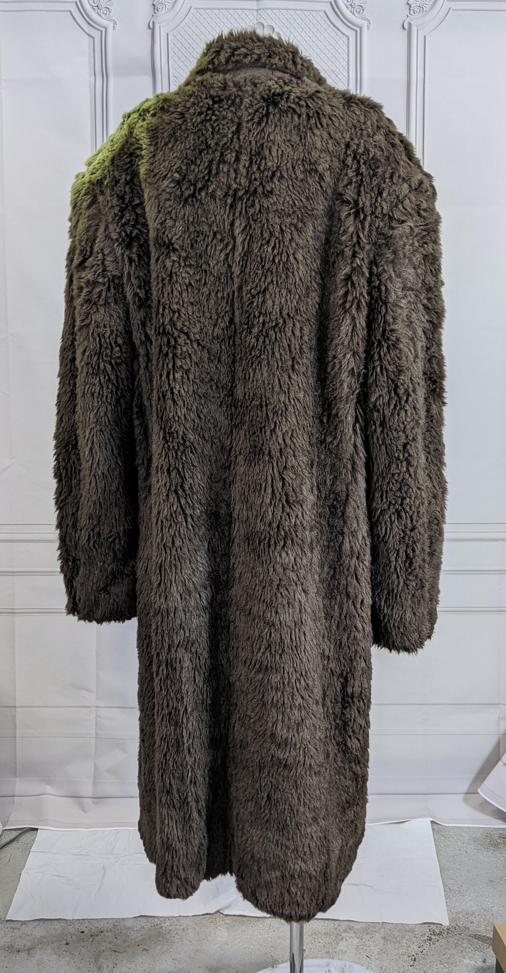 Black Yohji Yamamoto Mens Double Breasted Faux Fur Teddy Coat For Sale