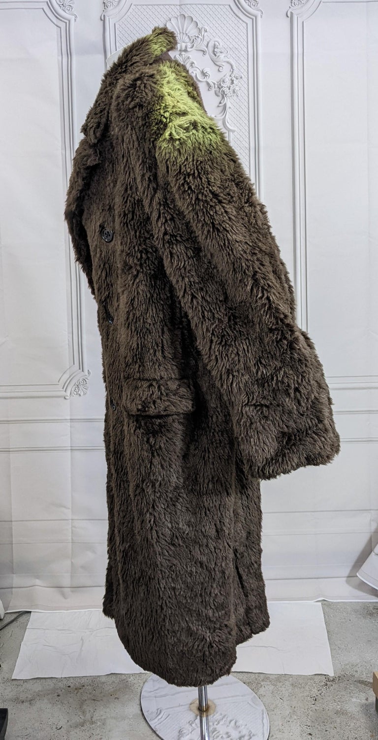 Yohji Yamamoto Mens Double Breasted Faux Fur Teddy Coat For Sale