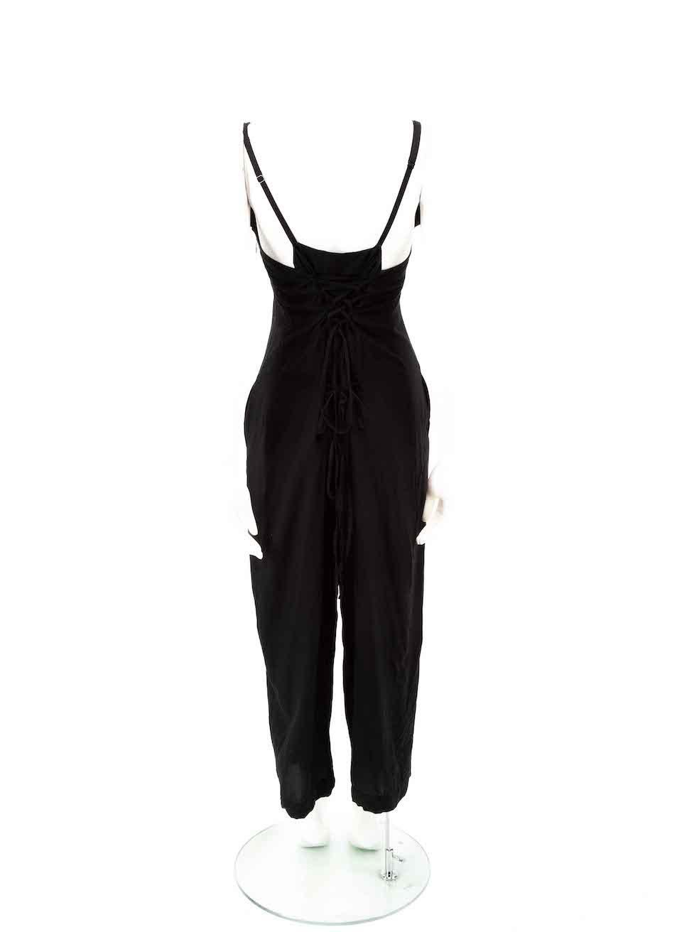 Yohji Yamamoto Michiko by Y's Black Lace Up Back Jumpsuit Size S In Excellent Condition For Sale In London, GB