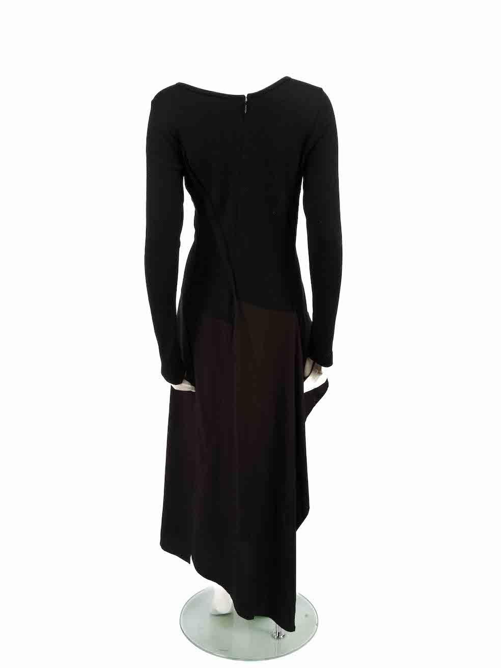 Yohji Yamamoto Michiko by Y's Wool Long Sleeve Pleated Accent Midi Dress Size S In Good Condition For Sale In London, GB