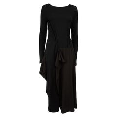 Yohji Yamamoto Michiko by Y's Wool Long Sleeve Pleated Accent Midi Dress Size S