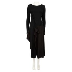 Yohji Yamamoto Michiko by Y's Wool Long Sleeve Pleated Accent Midi Dress Size S