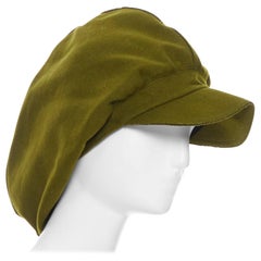 YOHJI YAMAMOTO Militärischer grüner Wollhut mit übergroßem drapiertem Schnabel