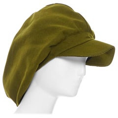 YOHJI YAMAMOTO military green wool short beak oversized draped beanie hat