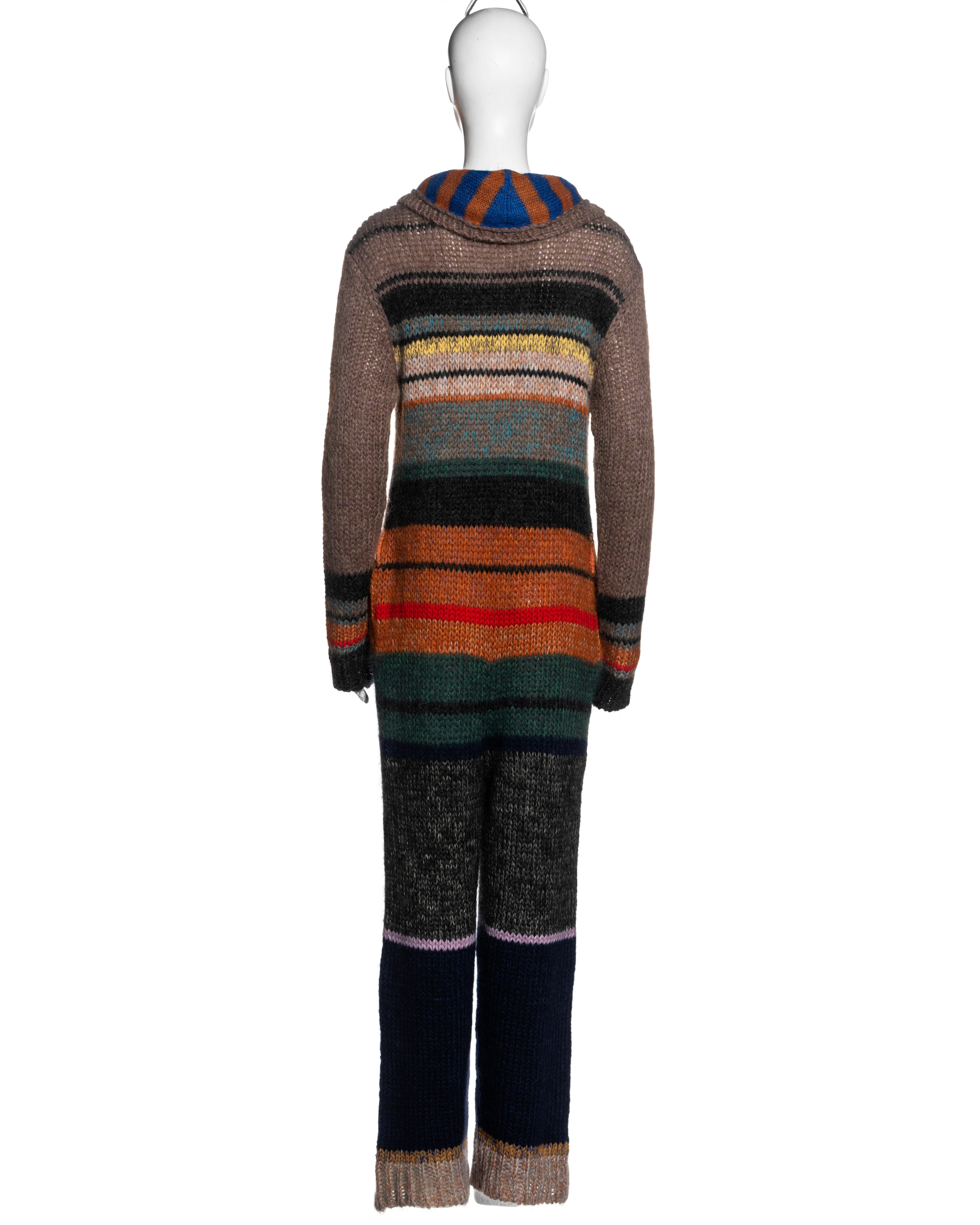 Yohji Yamamoto multicoloured striped chunky knitted wool jumpsuit, fw 1998 7