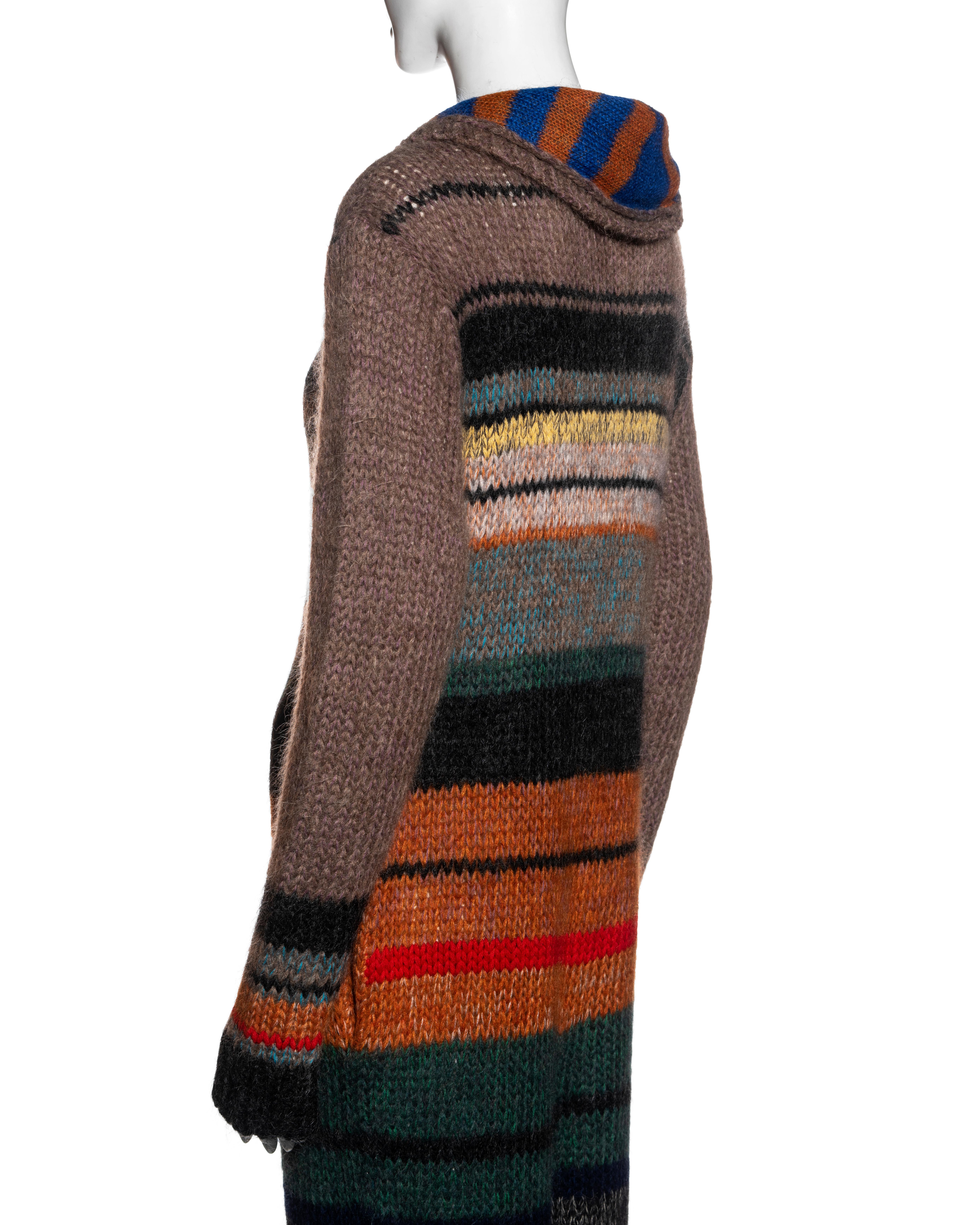 Yohji Yamamoto multicoloured striped chunky knitted wool jumpsuit, fw 1998 8