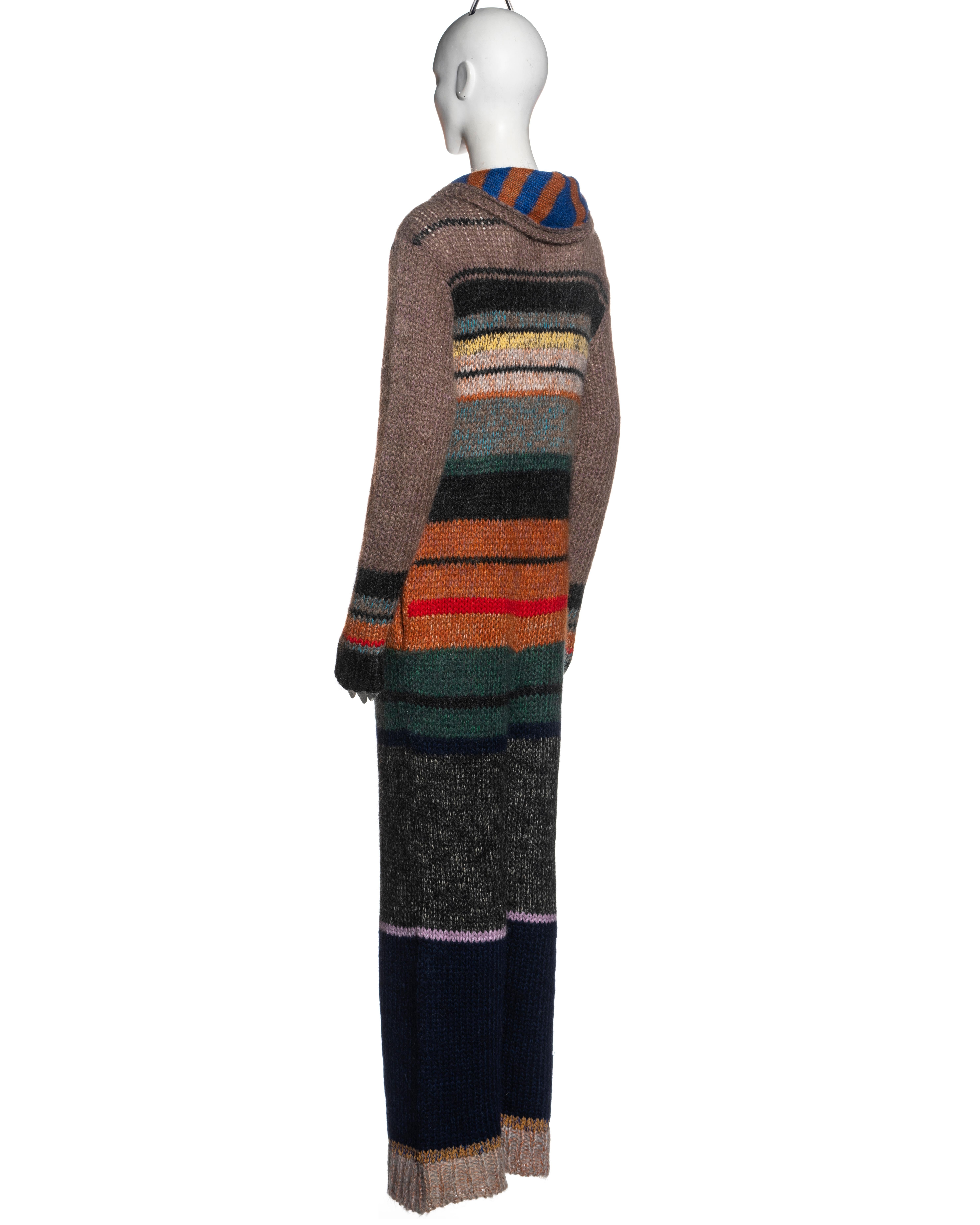 Yohji Yamamoto multicoloured striped chunky knitted wool jumpsuit, fw 1998 9