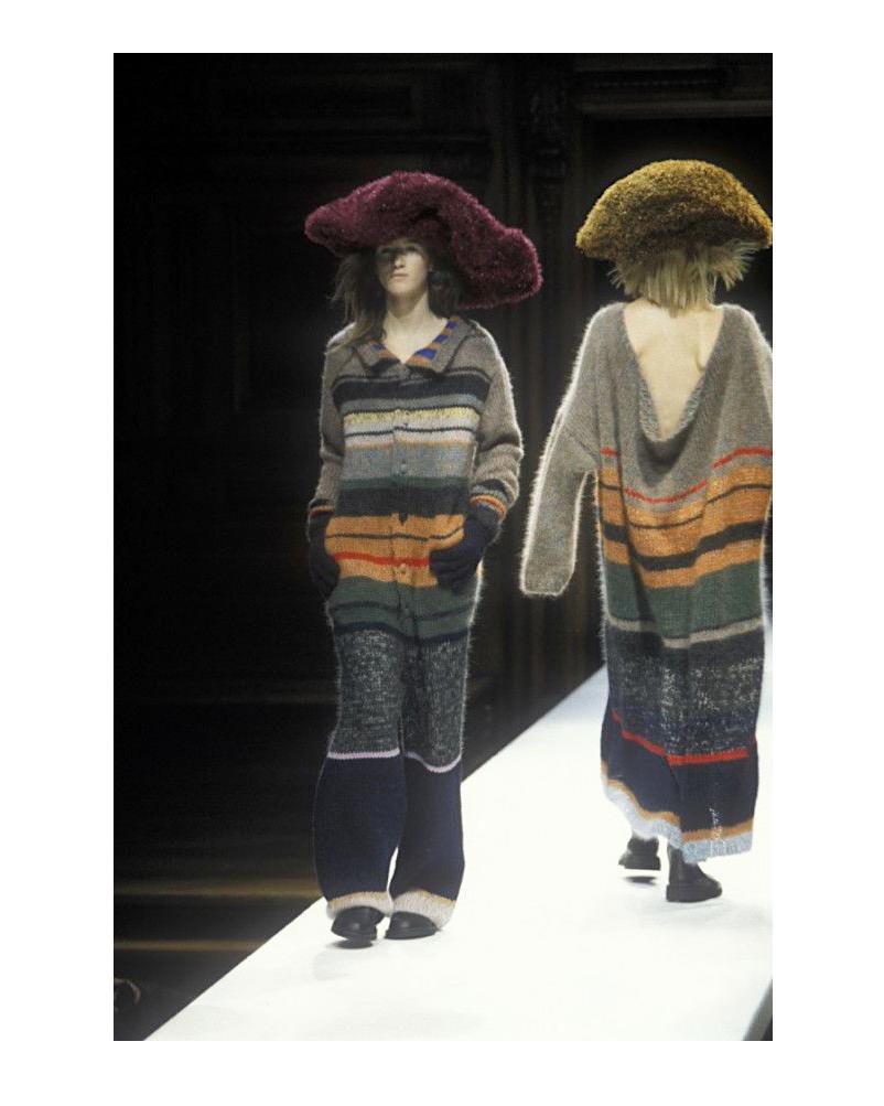 Yohji Yamamoto multicoloured striped chunky knitted wool jumpsuit, fw 1998 In Excellent Condition In London, GB