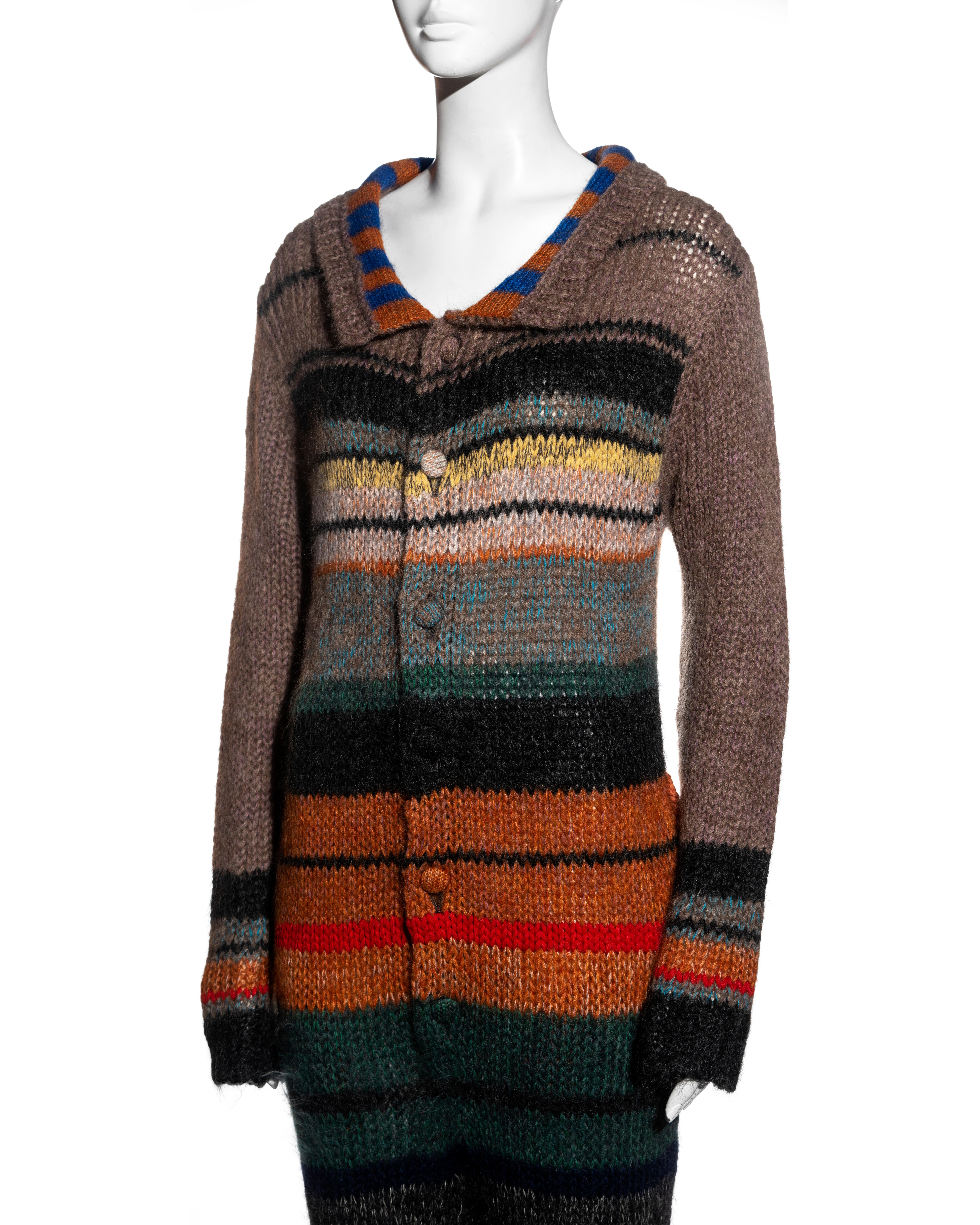 Women's Yohji Yamamoto multicoloured striped chunky knitted wool jumpsuit, fw 1998