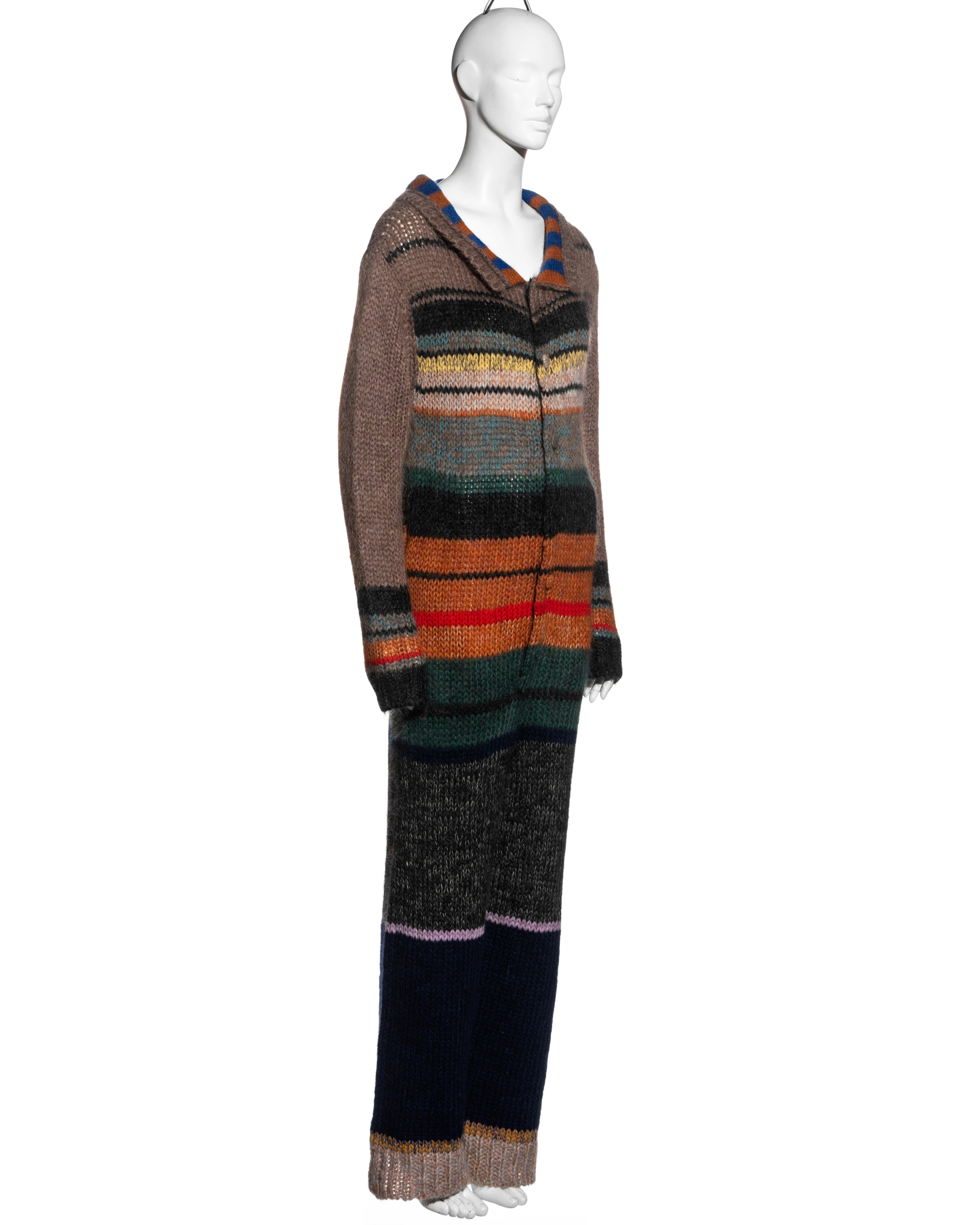 Yohji Yamamoto multicoloured striped chunky knitted wool jumpsuit, fw 1998 3