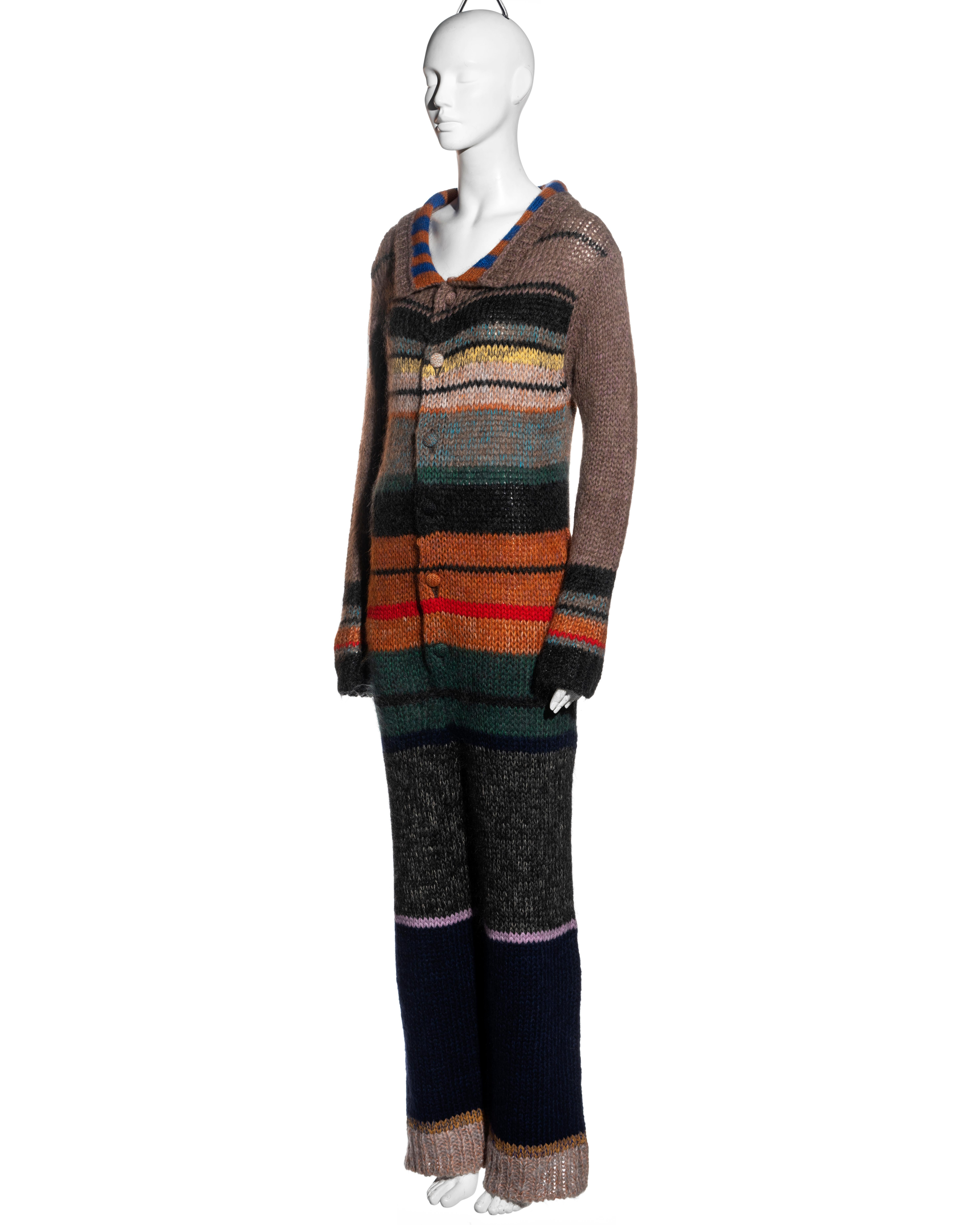 Yohji Yamamoto multicoloured striped chunky knitted wool jumpsuit, fw 1998 4
