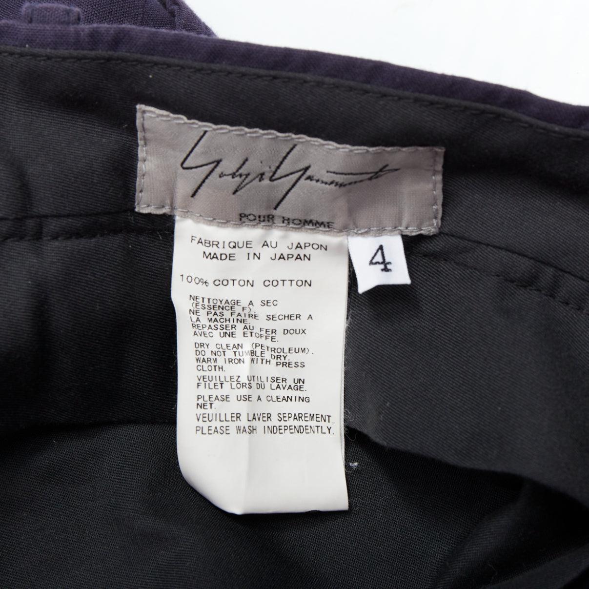 YOHJI YAMAMOTO Pantalon effilé bleu marine 100 % coton plissé sur le devant JP4 XL en vente 3