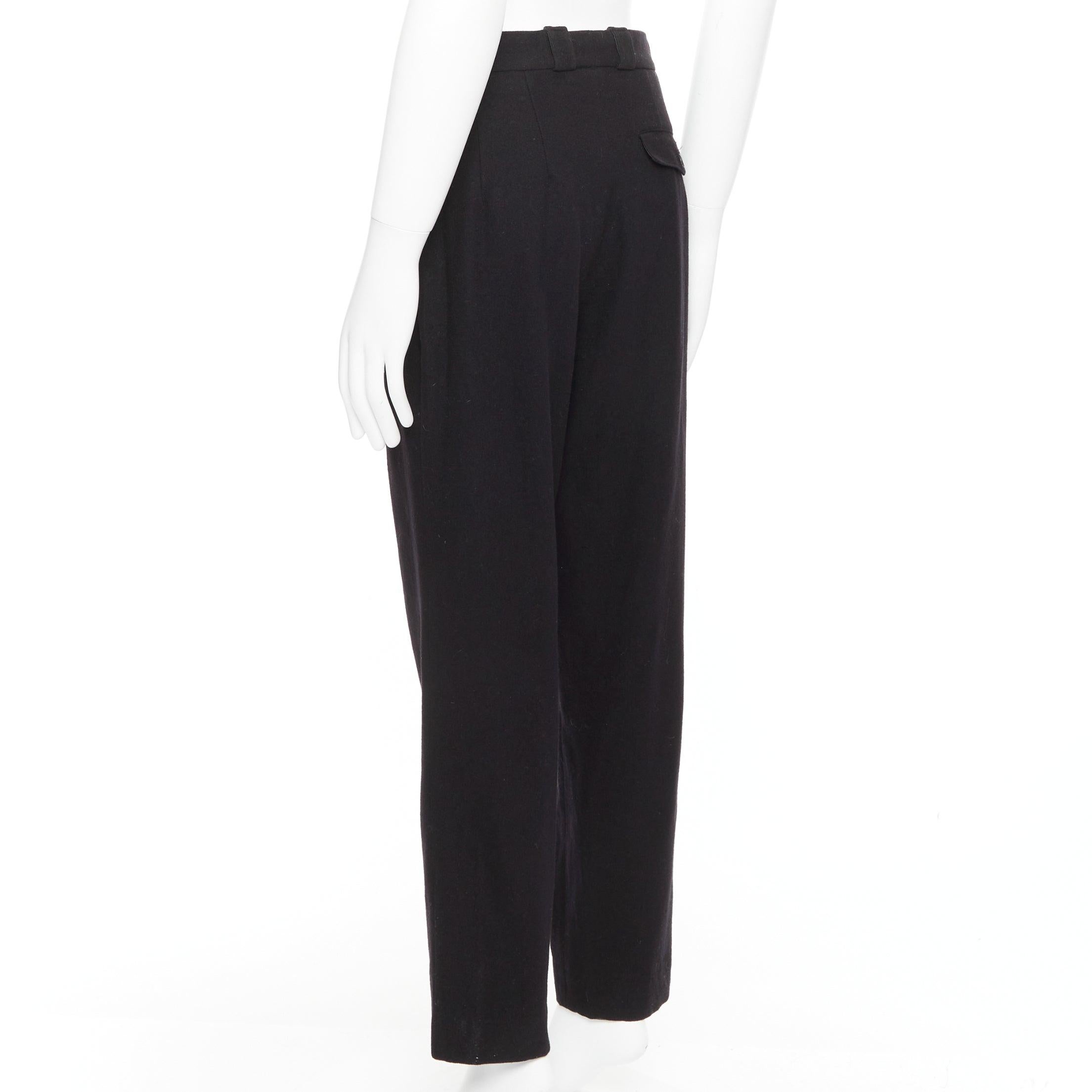Pantalon effilé YOHJI YAMAMOTO bleu marine 100 % laine plissé à l'avant et à rabat arrière M en vente 1