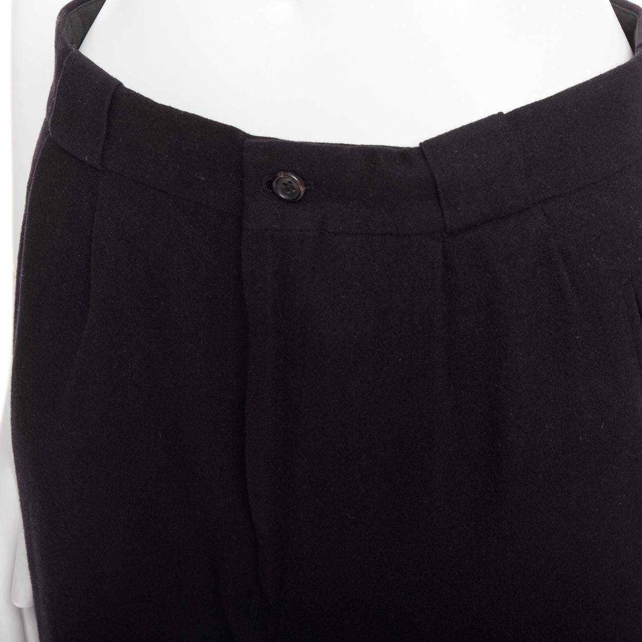 Pantalon effilé YOHJI YAMAMOTO bleu marine 100 % laine plissé à l'avant et à rabat arrière M en vente 2