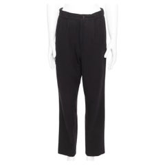 YOHJI YAMAMOTO navy 100% Wolle plissierte Hose mit konisch zulaufendem Rücken M