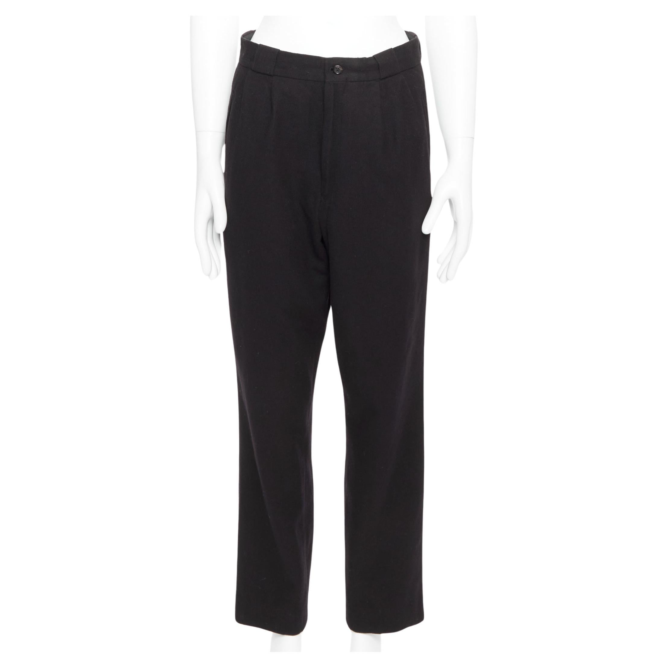 Pantalon effilé YOHJI YAMAMOTO bleu marine 100 % laine plissé à l'avant et à rabat arrière M