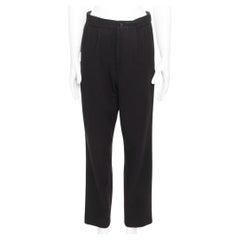 Pantalon effilé YOHJI YAMAMOTO bleu marine 100 % laine plissé à l'avant et à rabat arrière M
