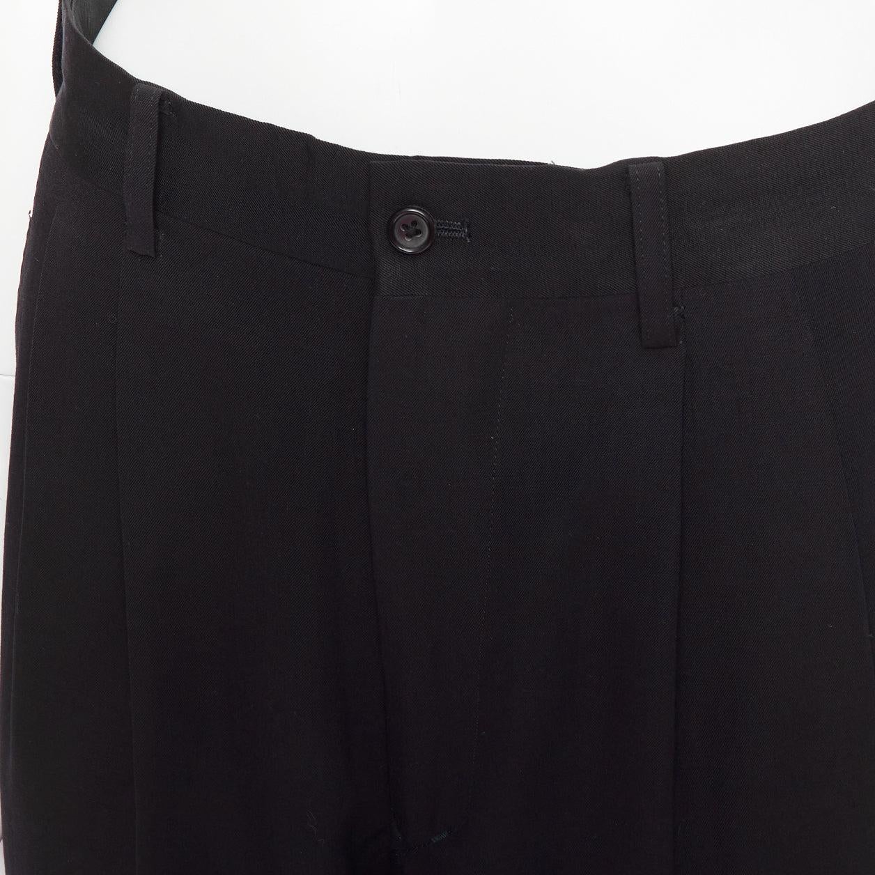 YOHJI YAMAMOTO Pantalon large plissé à l'avant et effilé bleu marine 100 % laine S en vente 2