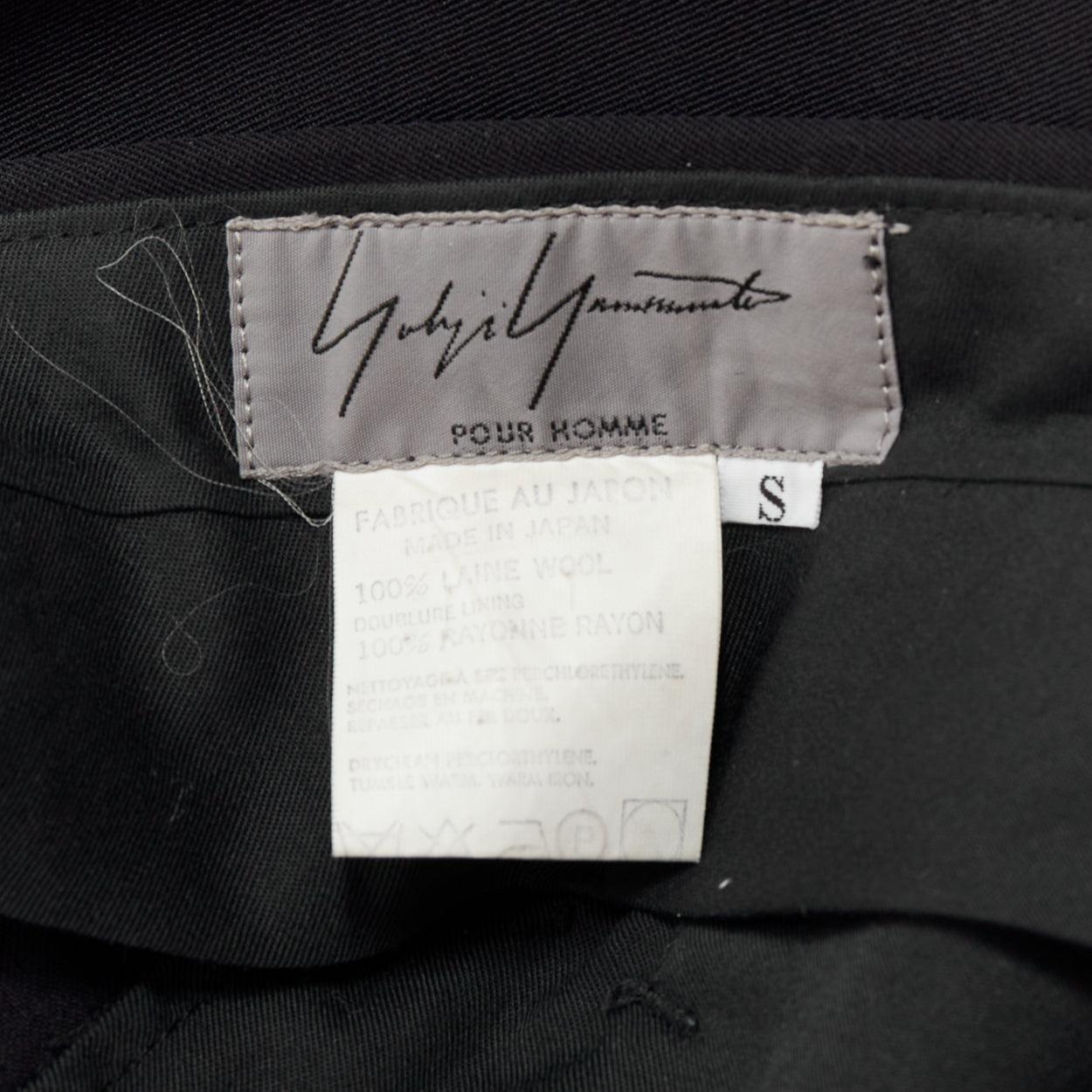 YOHJI YAMAMOTO Pantalon large plissé à l'avant et effilé bleu marine 100 % laine S en vente 3