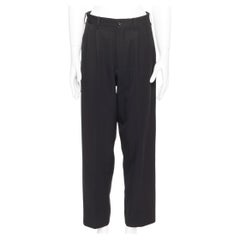 Yohji Yamamoto pantaloni larghi a pieghe in lana 100% navy S
