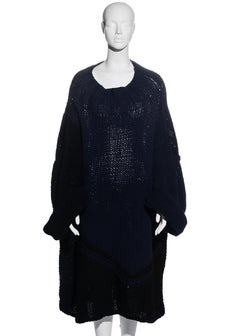 Yohji Yamamoto navy and black knitted wool oversized sweater, fw 1984