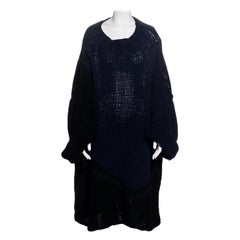 Pull surdimensionné Yohji Yamamoto en laine tricotée bleu marine et noir, automne-hiver 1984