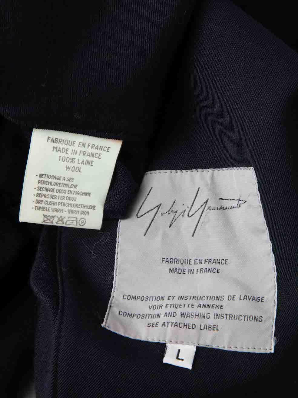 Yohji Yamamoto Marineblaue & schwarze gestrickte Panel-Jacke Größe L Damen im Angebot