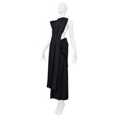 Yohji Yamamoto Navy Deconstructed Pinafore Dress With Velvet 1999-00