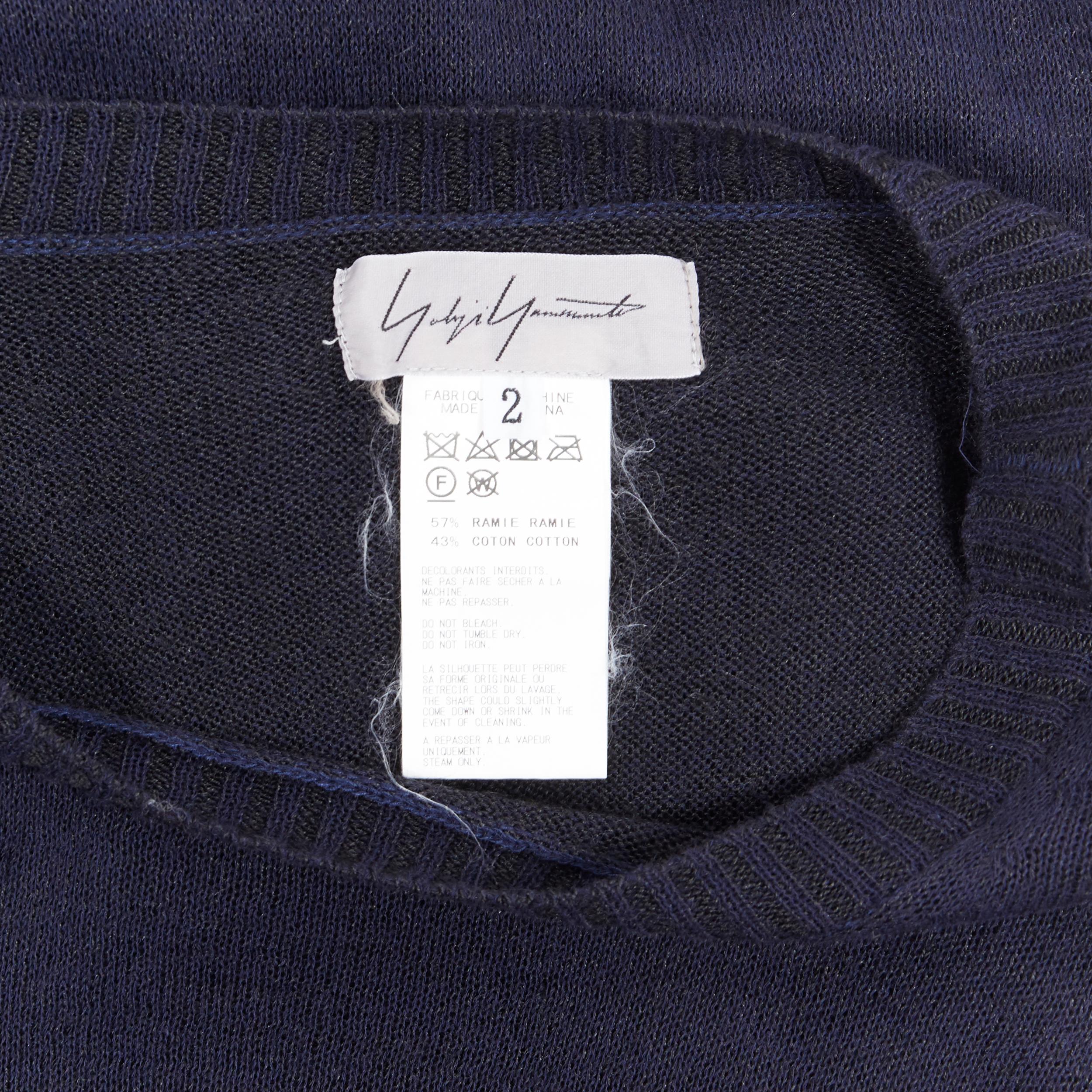 YOHJI YAMAMOTO navy ramie cotton asymmetric hem self tie sweater JP2 M 6