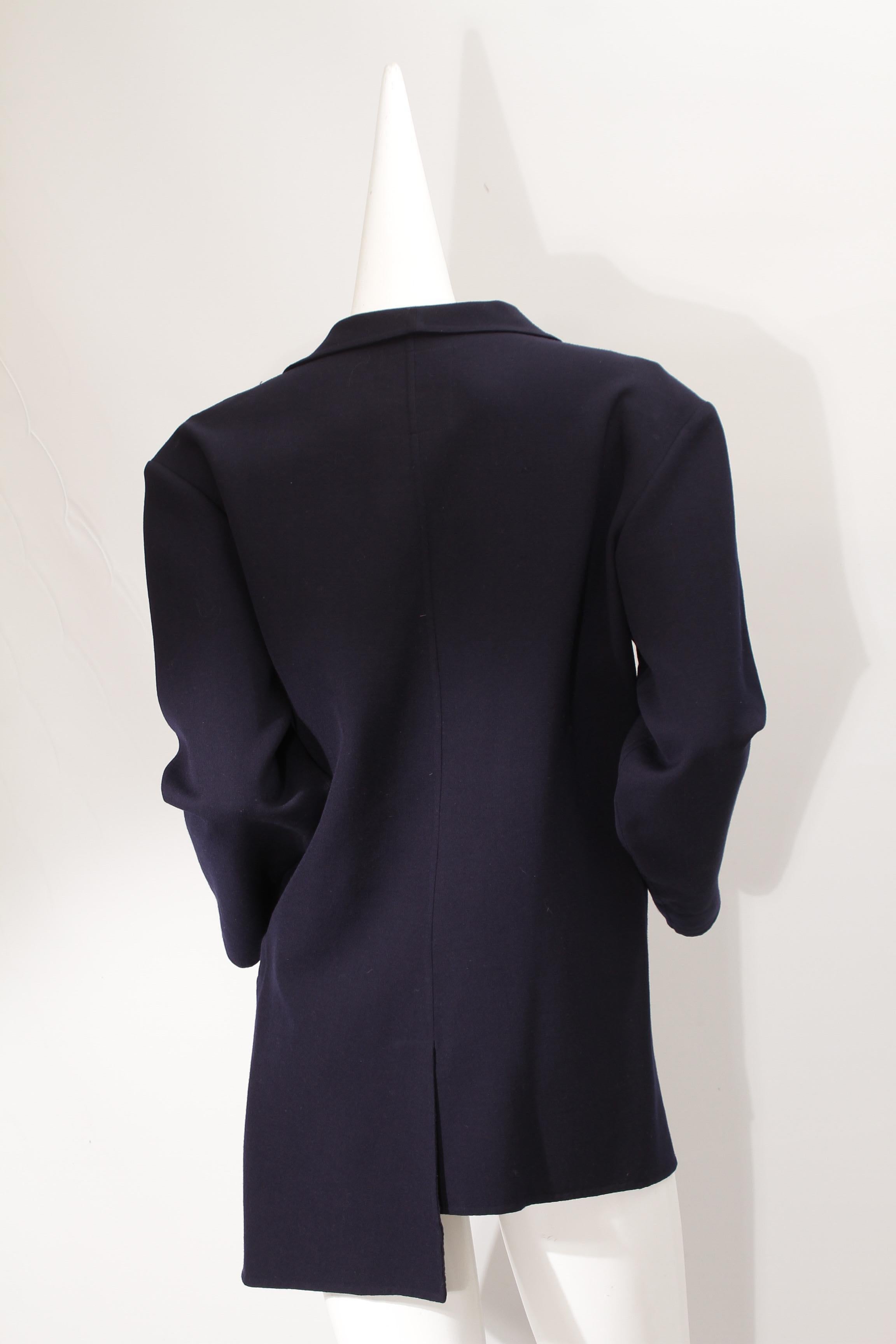 YOHJI YAMAMOTO, navy, single red button, asymmetrical, wool blazer For Sale 5