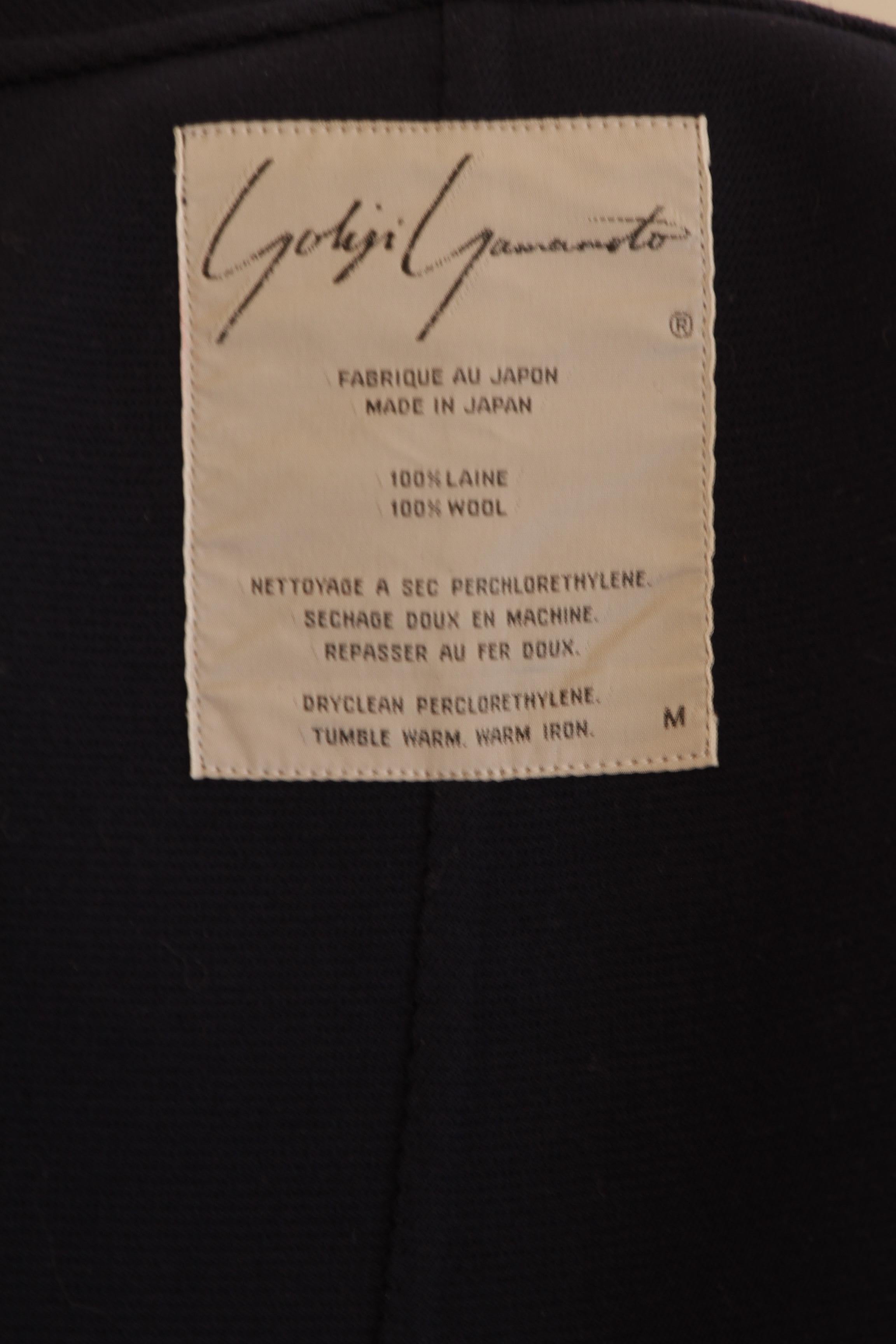 YOHJI YAMAMOTO, navy, single red button, asymmetrical, wool blazer For Sale 10