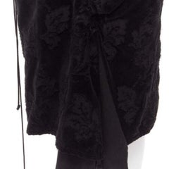 YOHJI YAMAMOTO NOIR black cotton velvet floral jacquard lace up skirt JP1 S