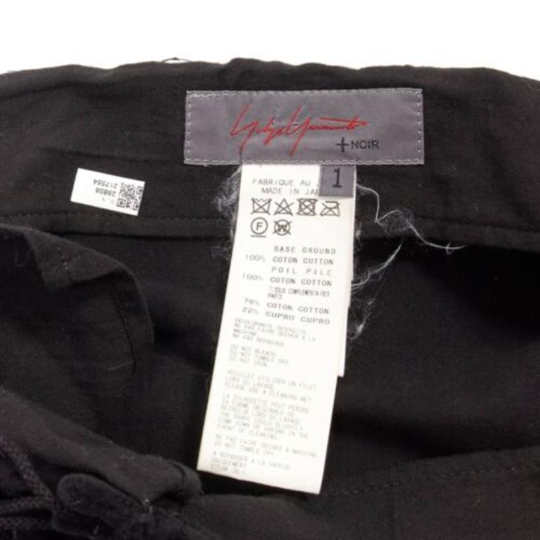 YOHJI YAMAMOTO NOIR black cotton velvet floral jacquard lace up skirt JP1 S For Sale 3