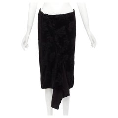 Yohji Yamamoto NOIR gonna nera in velluto di cotone con jacquard floreale e pizzo JP1 S