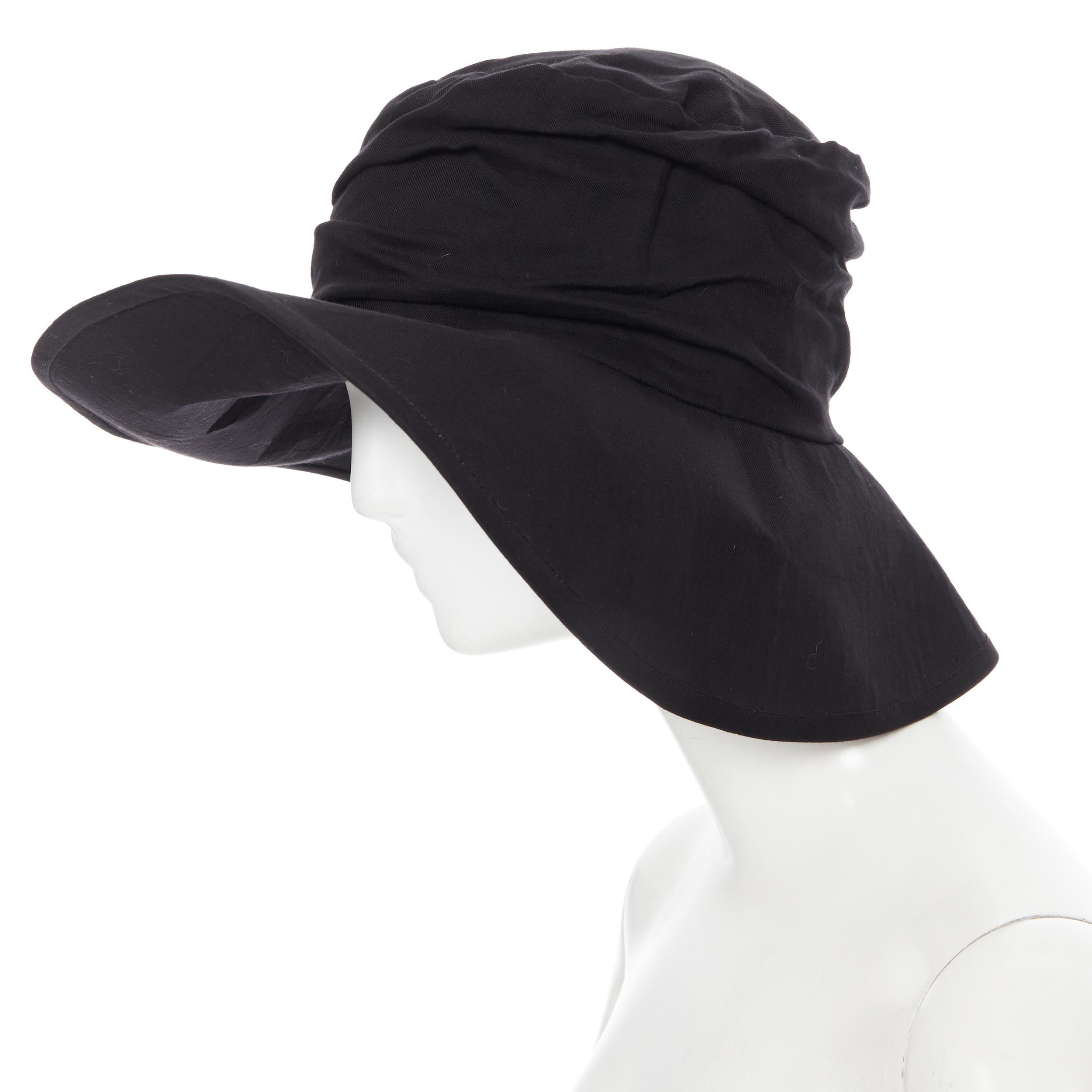 Women's YOHJI YAMAMOTO NOIR black tencil wide brim pleated fedora hat