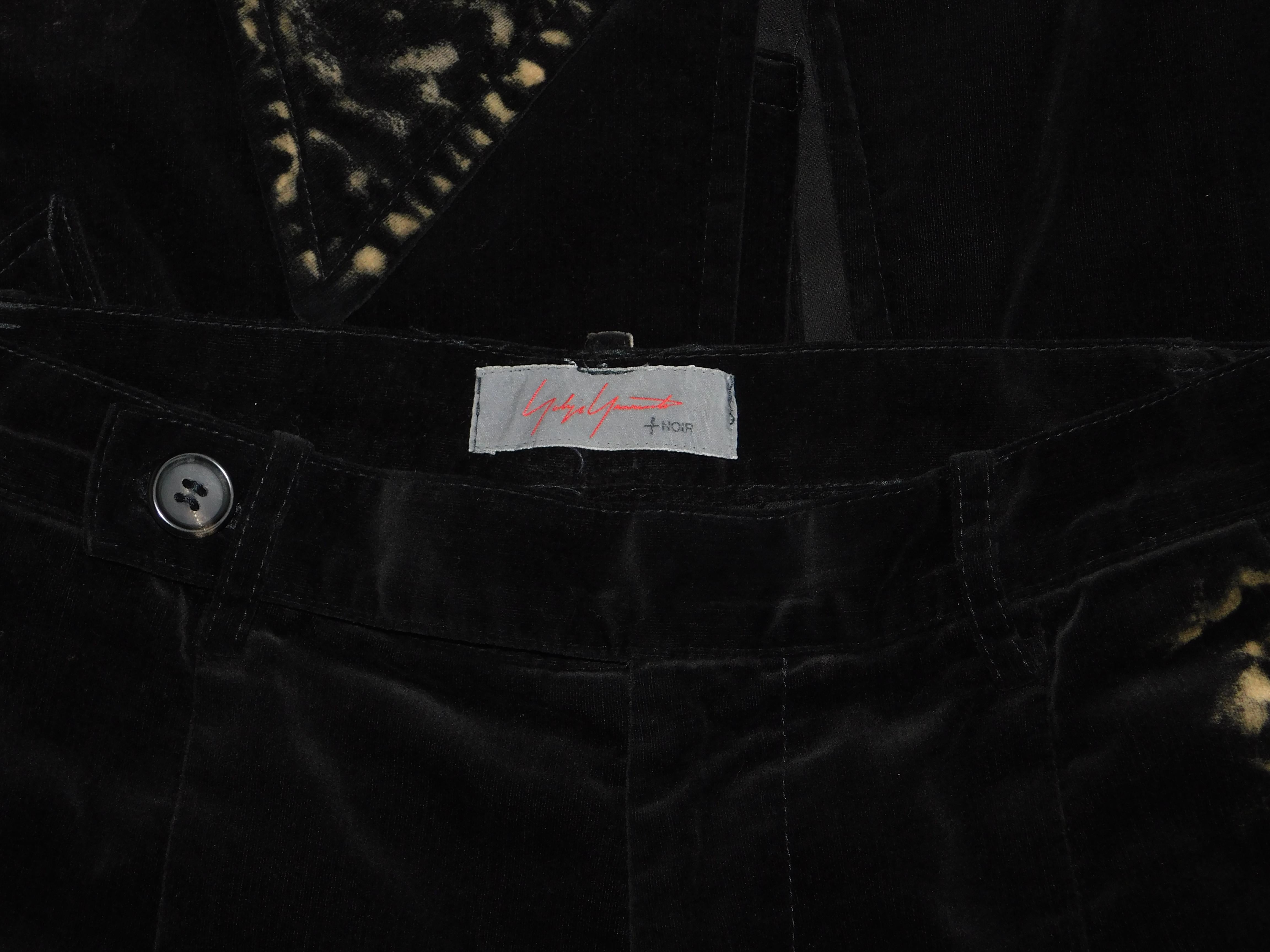 Yohji Yamamoto + Noir Bleached Cotton Velvet Two Piece Pants Suit For Sale 3