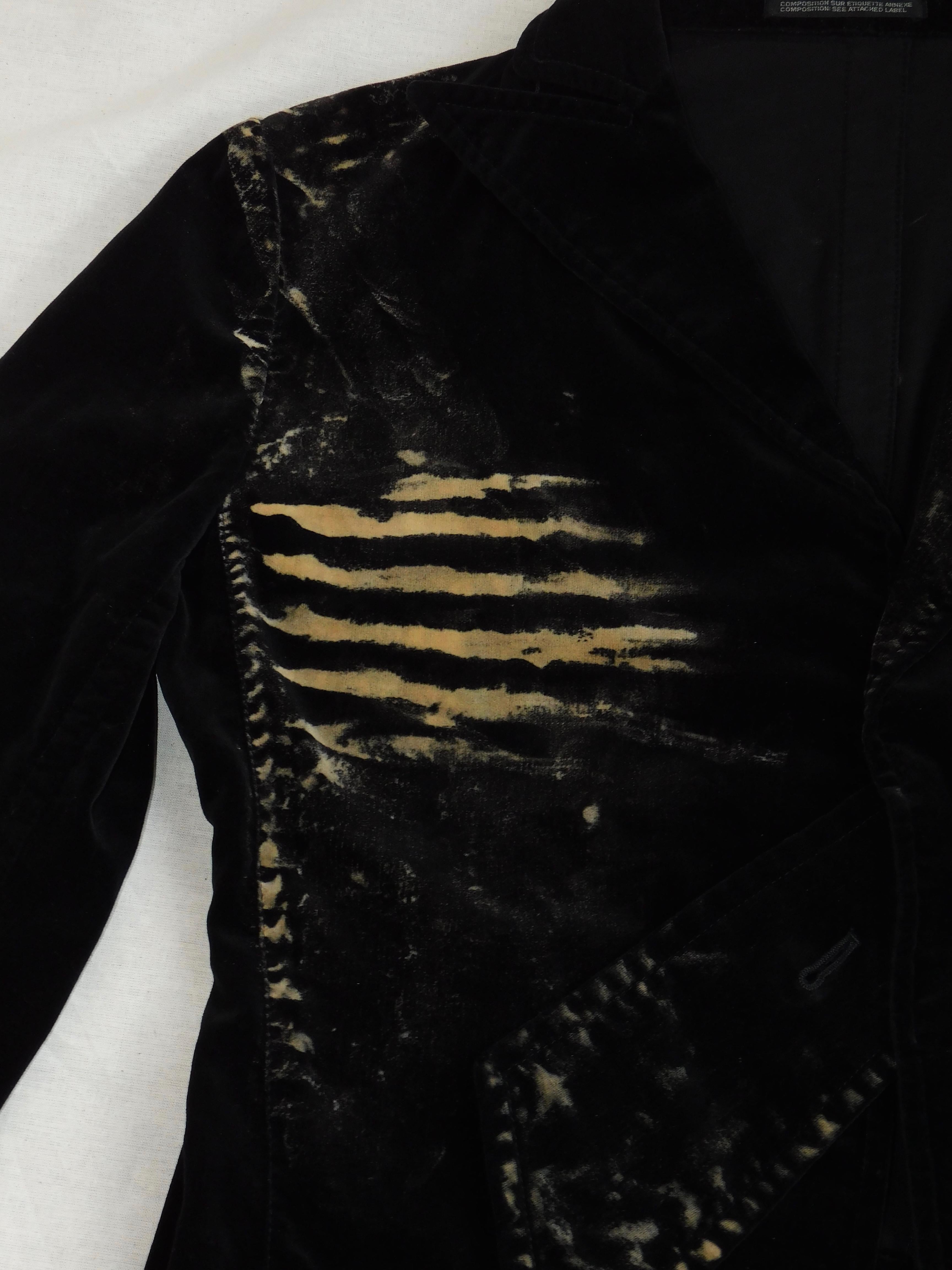 Yohji Yamamoto + Noir Bleached Cotton Velvet Two Piece Pants Suit For Sale 4