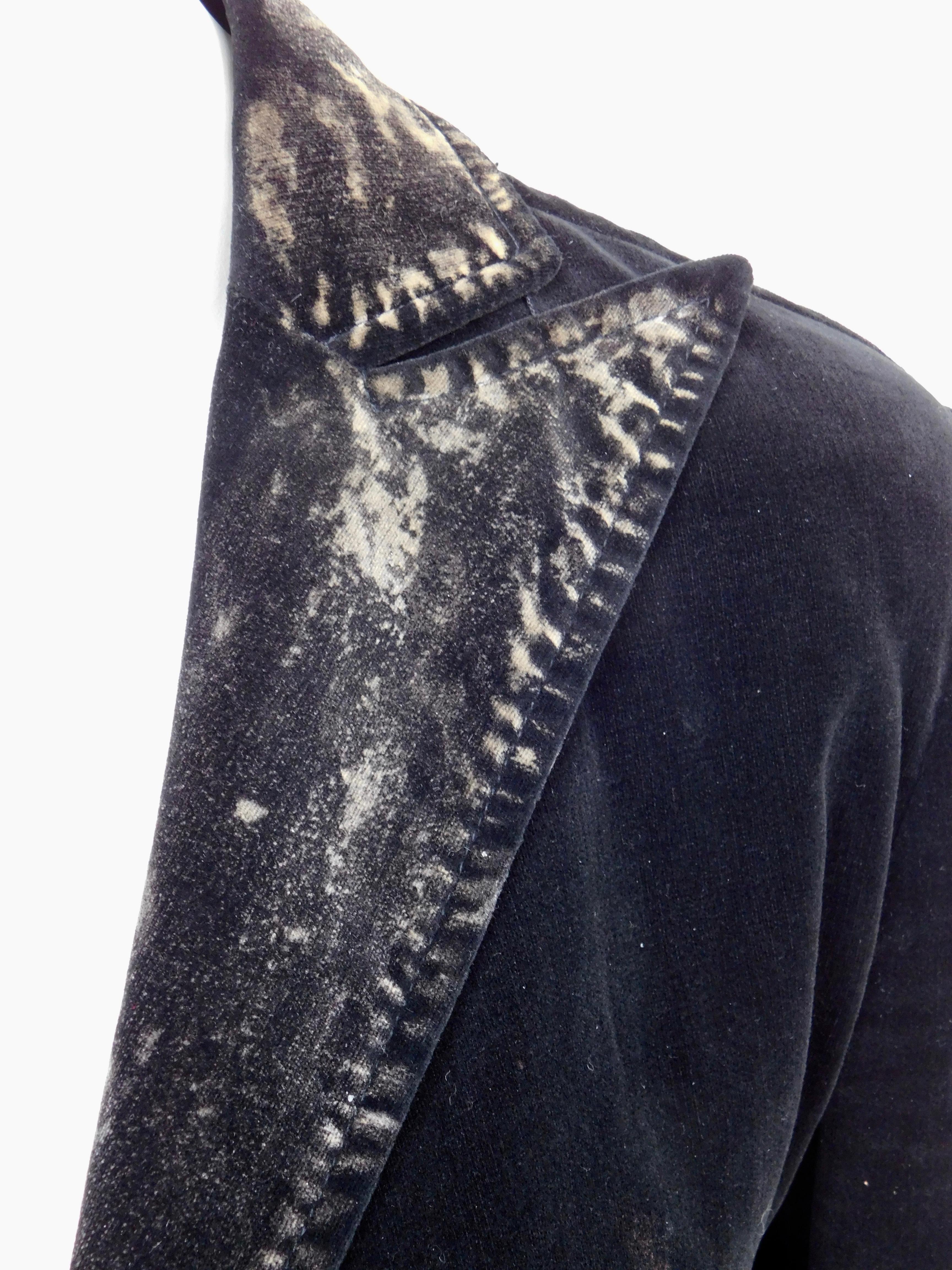 Black Yohji Yamamoto + Noir Bleached Cotton Velvet Two Piece Pants Suit For Sale