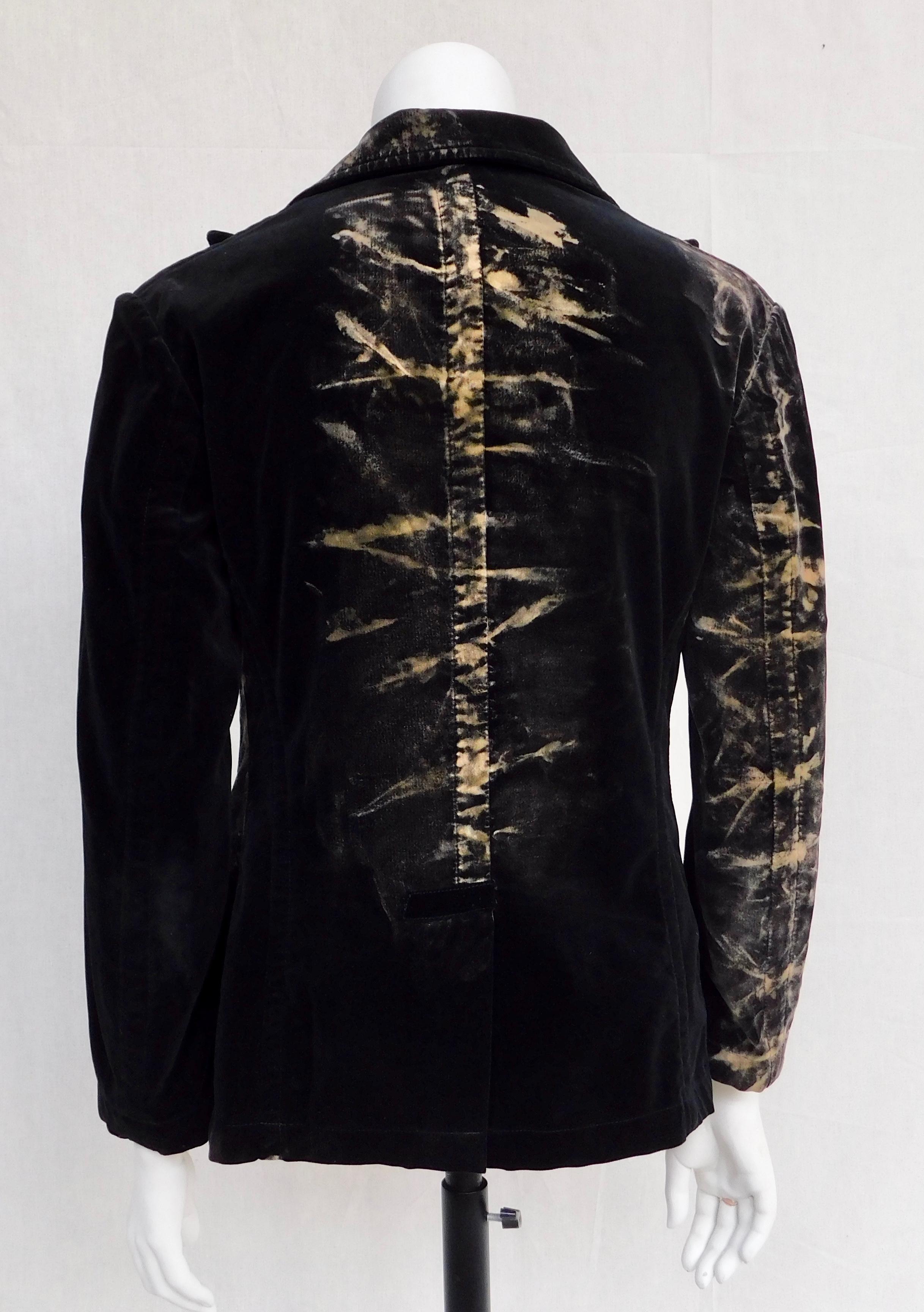 Women's Yohji Yamamoto + Noir Bleached Cotton Velvet Two Piece Pants Suit For Sale