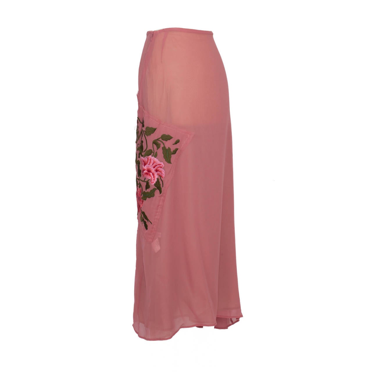 Women's Yohji Yamamoto + Noir Pink Bright Flower Embroidery Skirt 