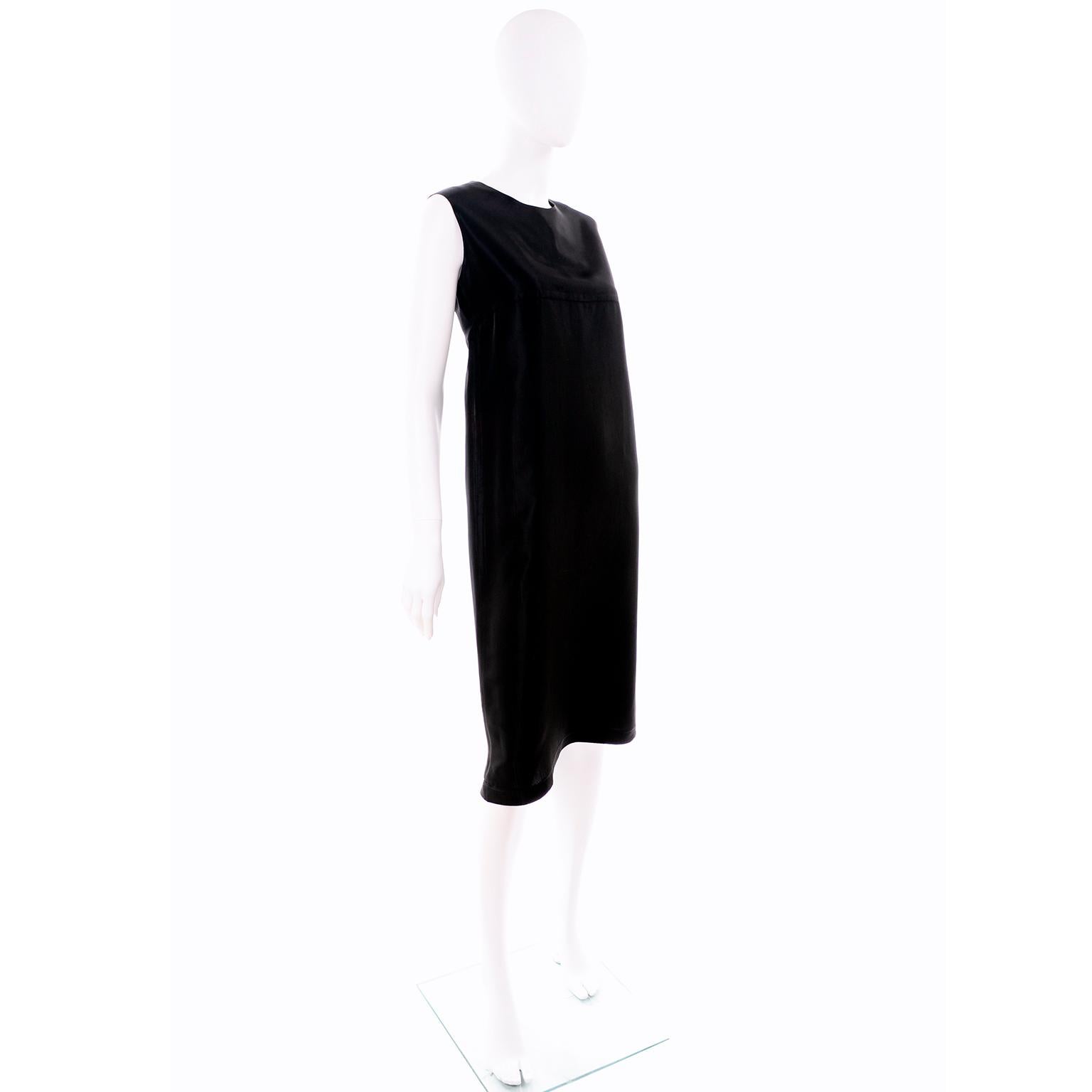 Yohji Yamamoto +Noir Sleeveless Black Textured Rayon Column Dress In Excellent Condition For Sale In Portland, OR